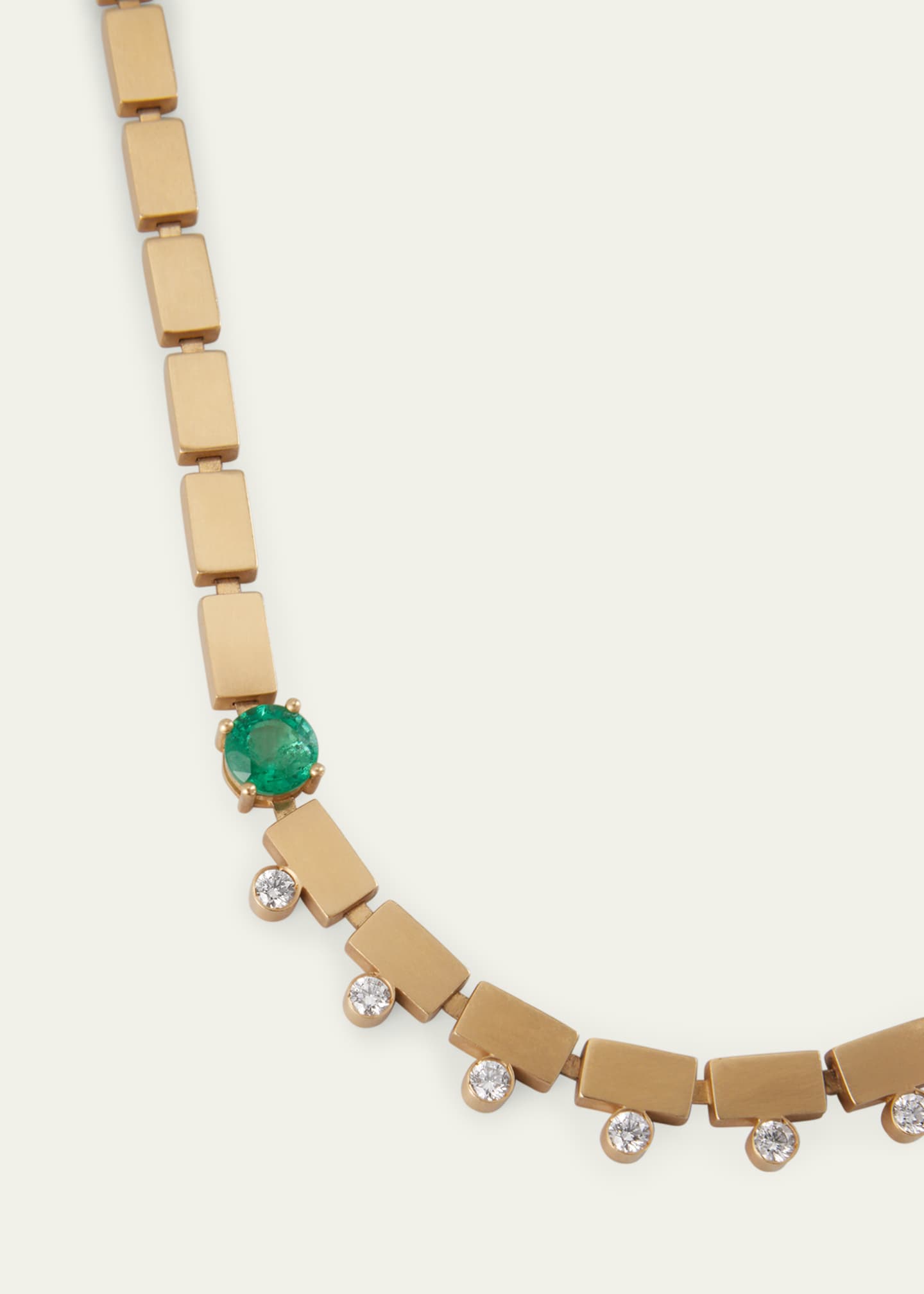 ILEANA MAKRI 18K Yellow Gold River Dew Necklace with White Diamonds and Emeralds Image 3 of 4