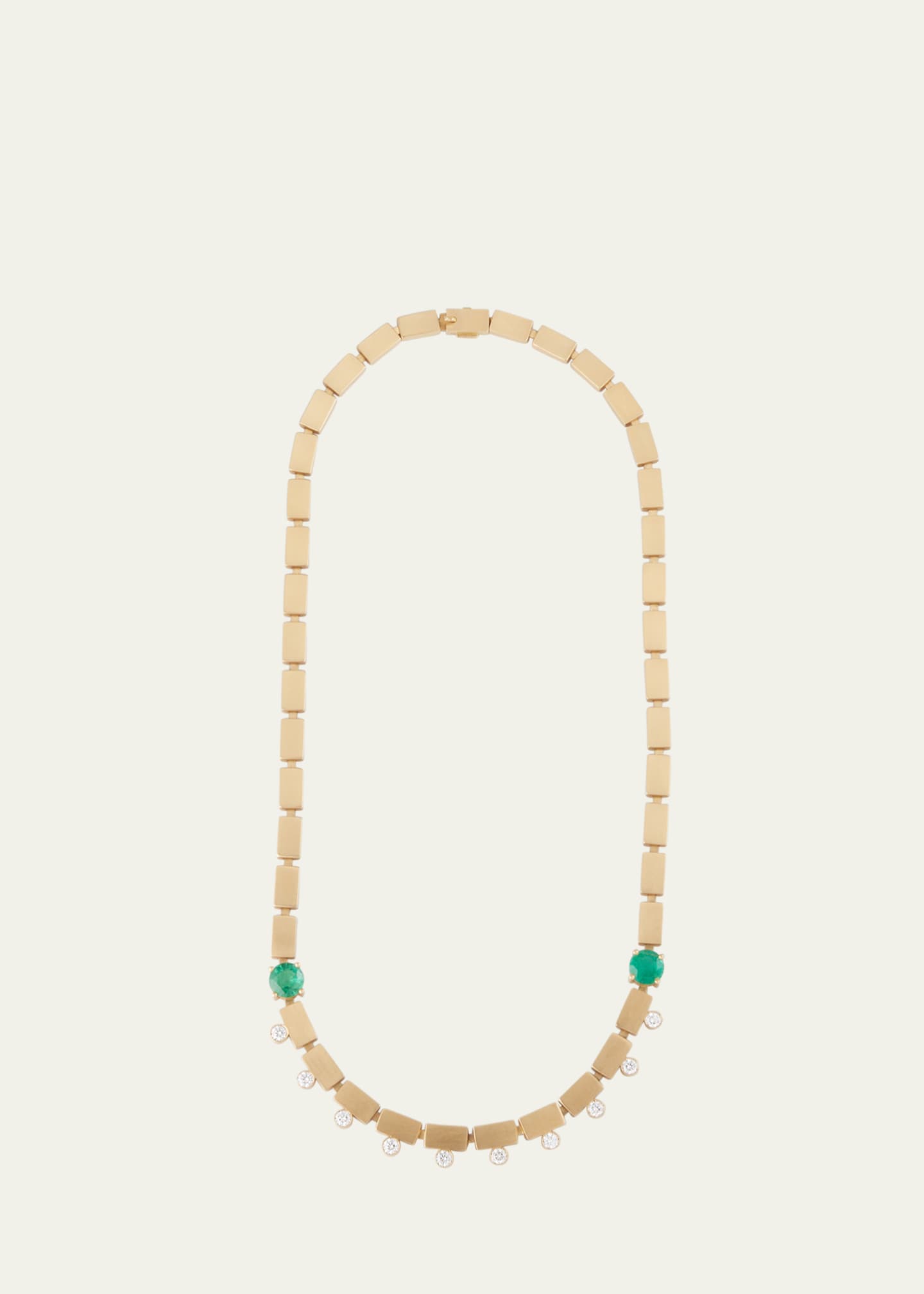 ILEANA MAKRI 18K Yellow Gold River Dew Necklace with White Diamonds and Emeralds Image 1 of 4