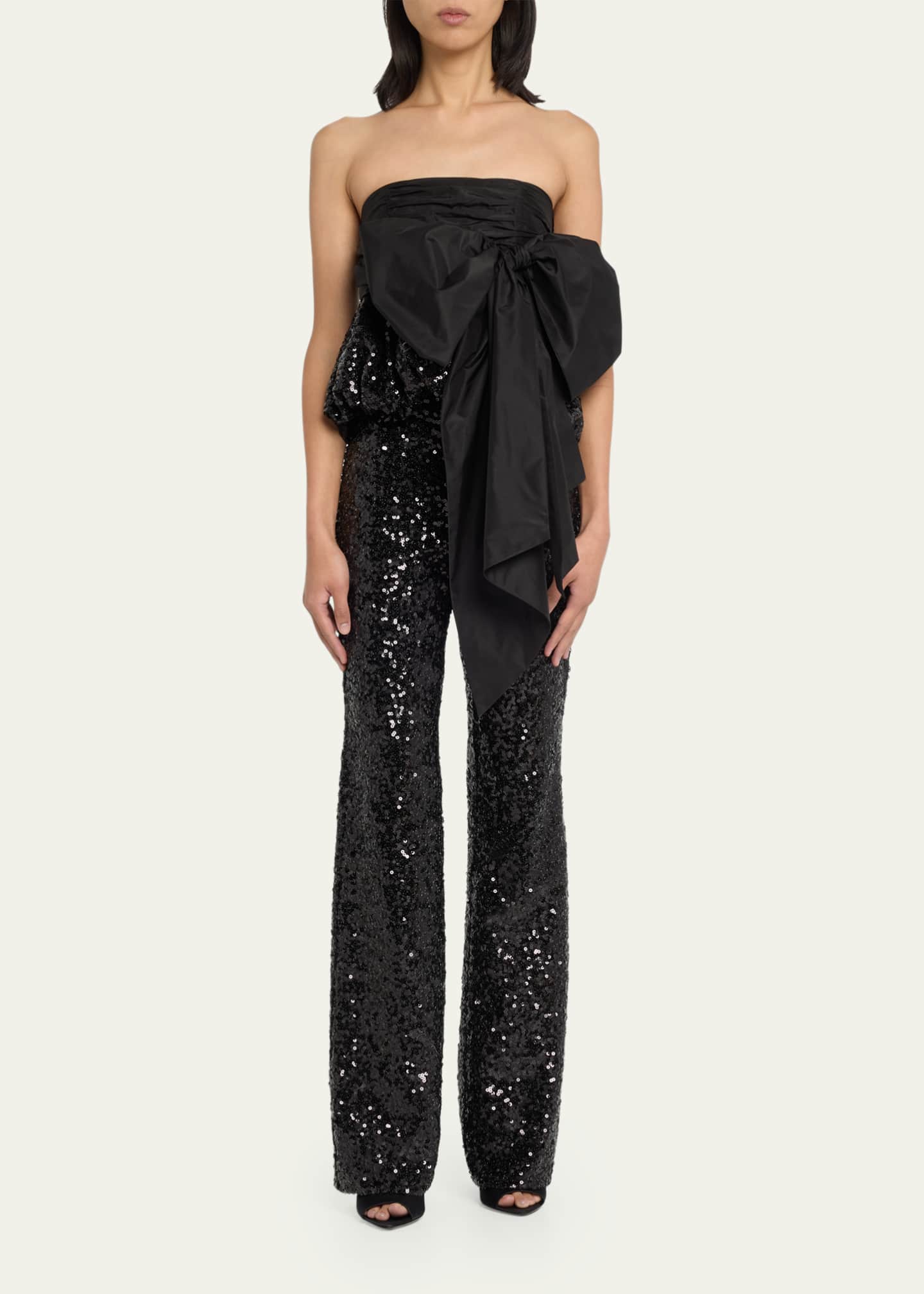 ROP-RPW2510 BLACK EMBELLISHED TAFFETA BLOUSE