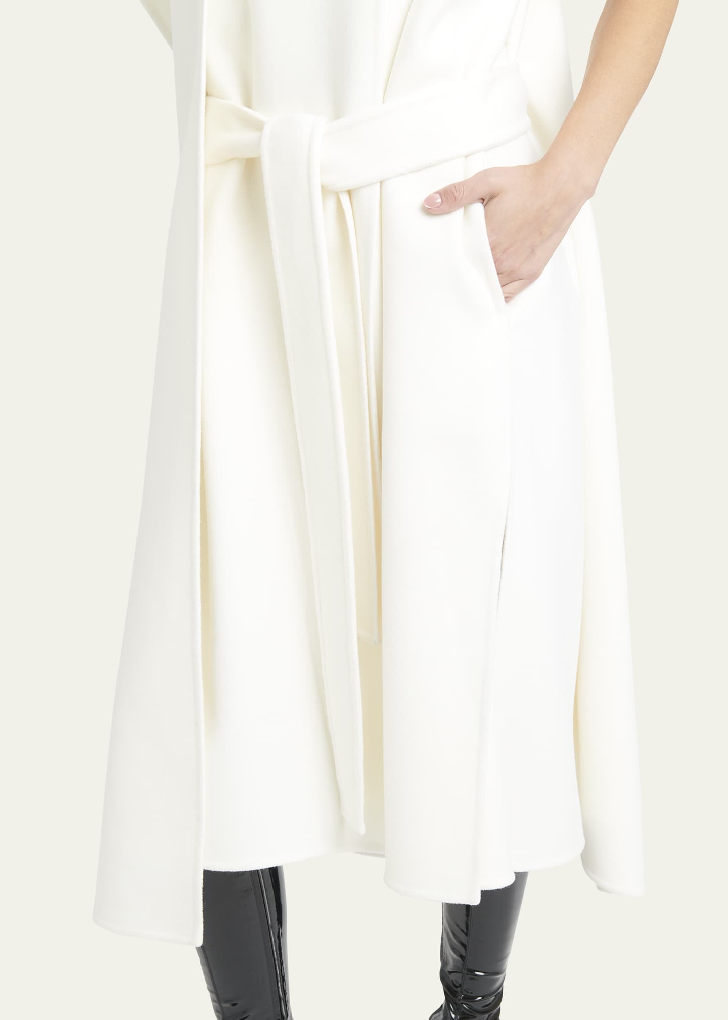 Ferragamo Short-Sleeve Midi Wrap Coat Dress Image 5 of 5