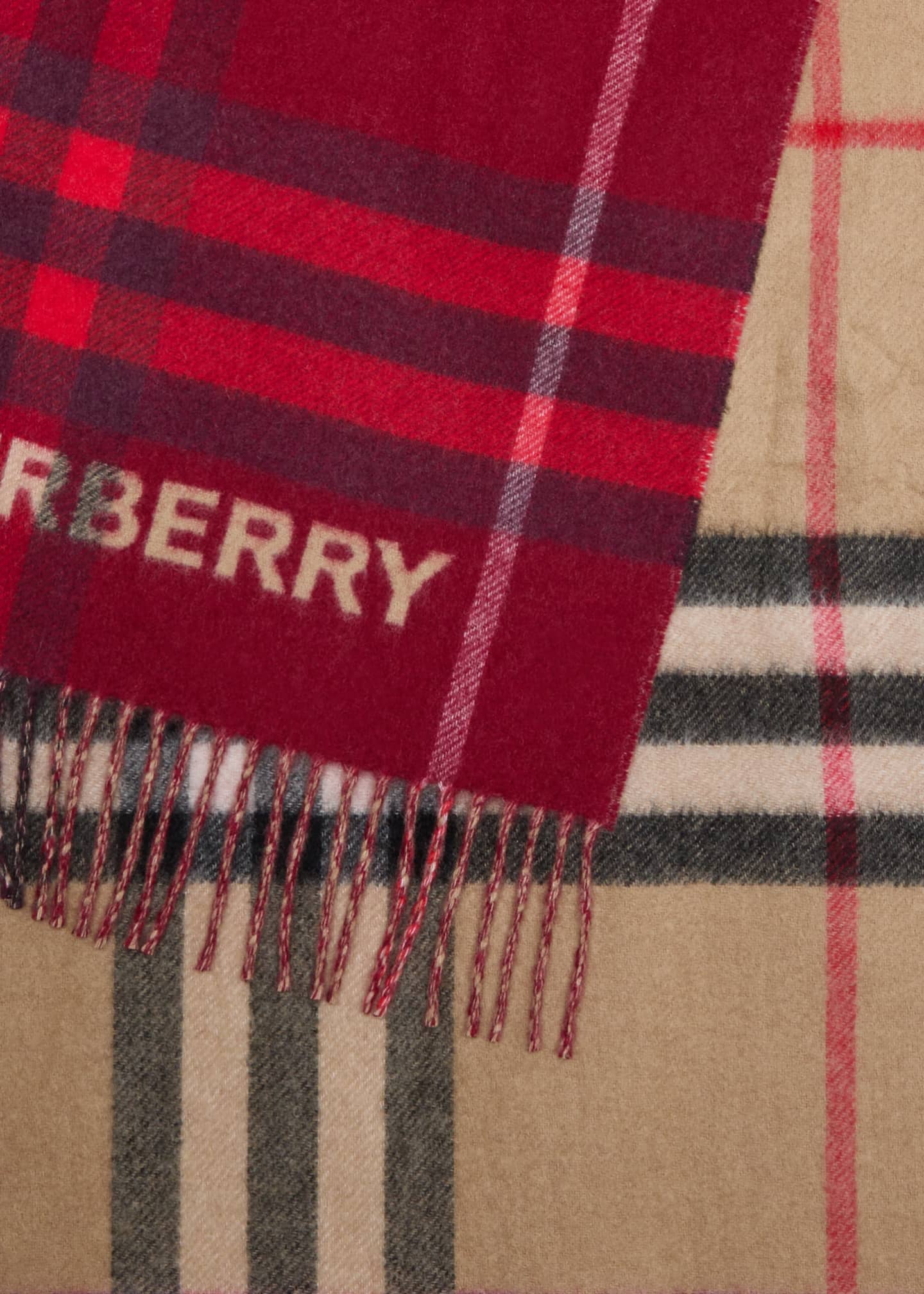 Burberry Red Check Cashmere Scarf Bergdorf Goodman