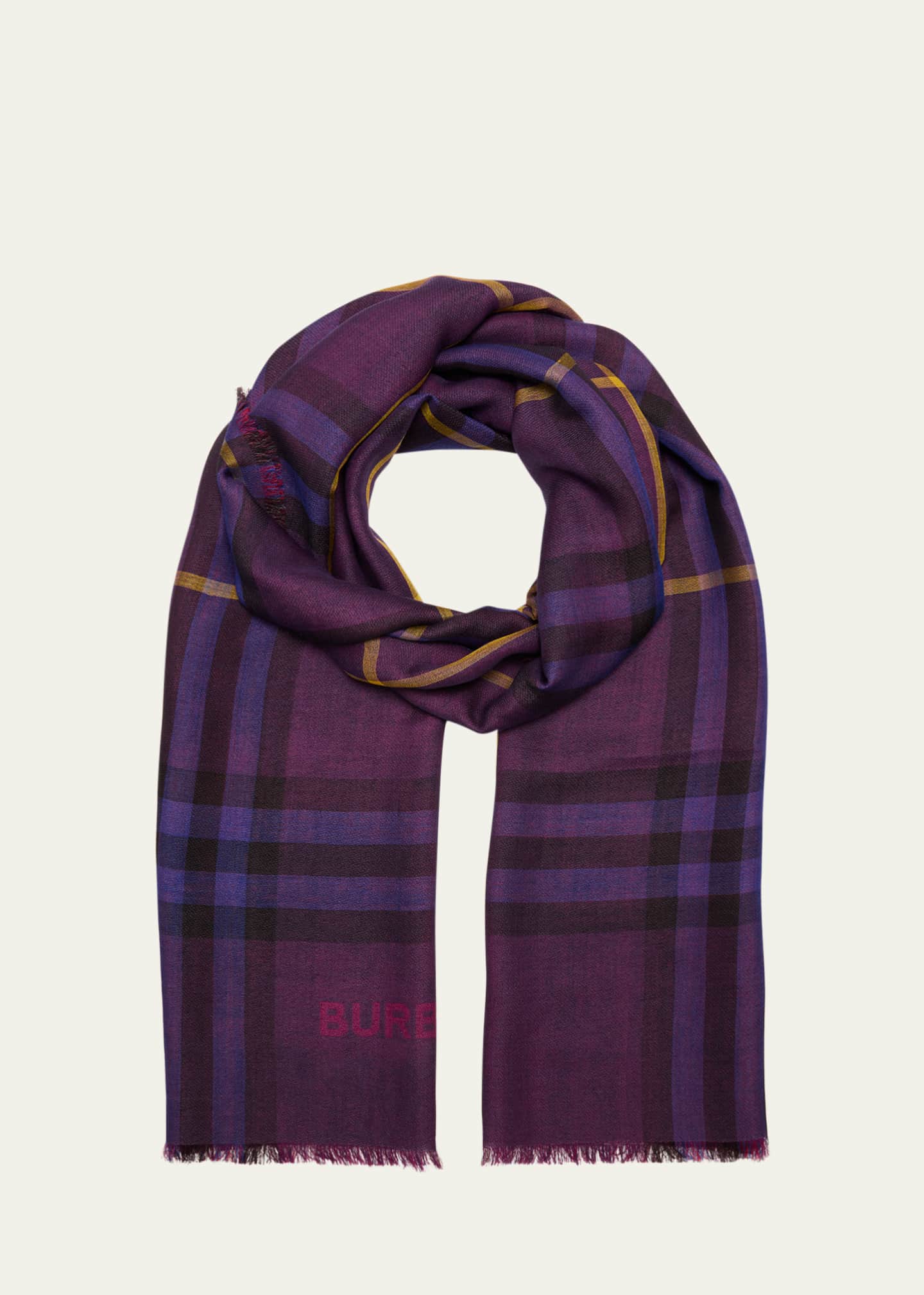 Burberry purple plaid scarf deals