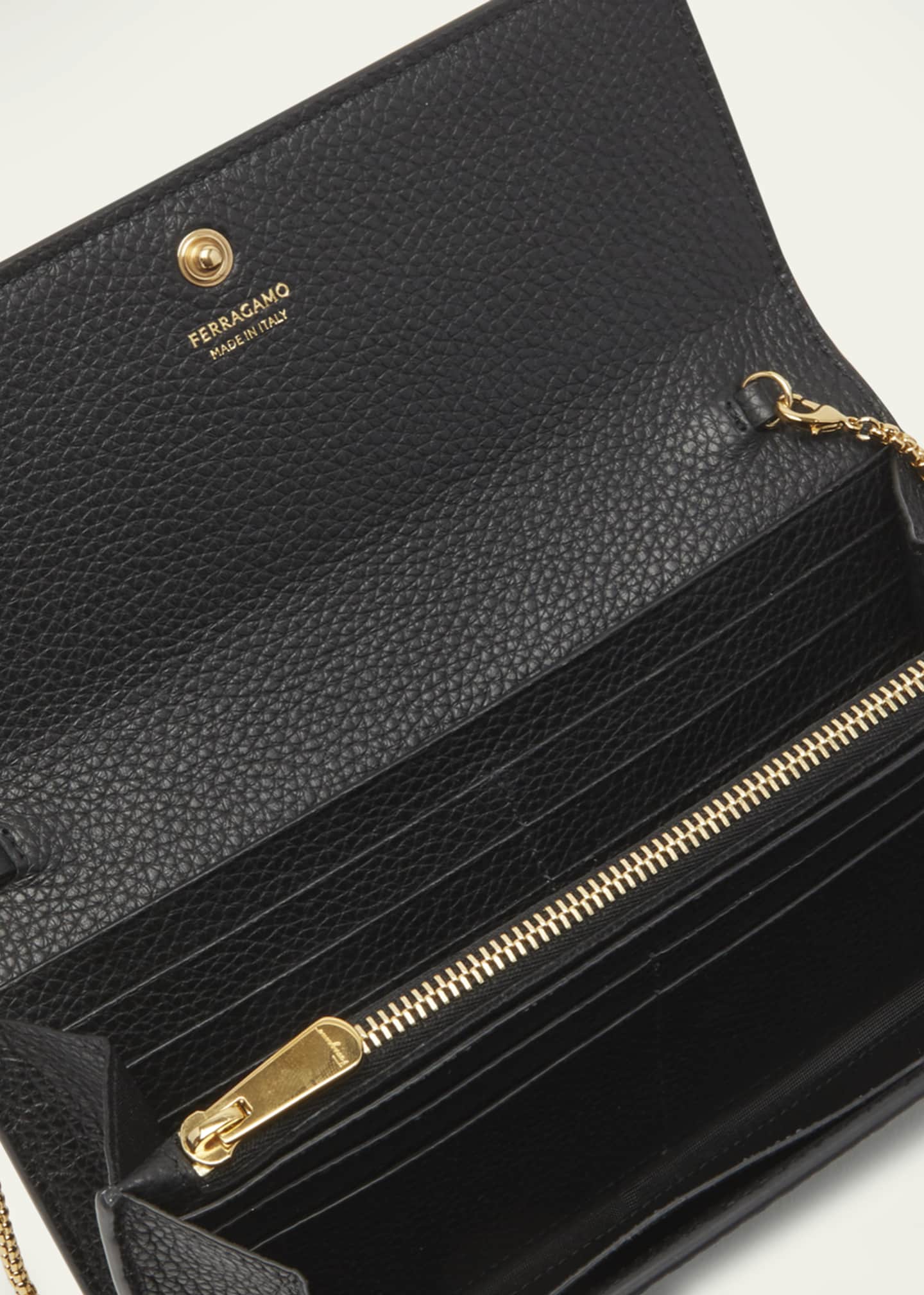 Ferragamo Gancino Flap Leather Wallet on Chain Image 4 of 5