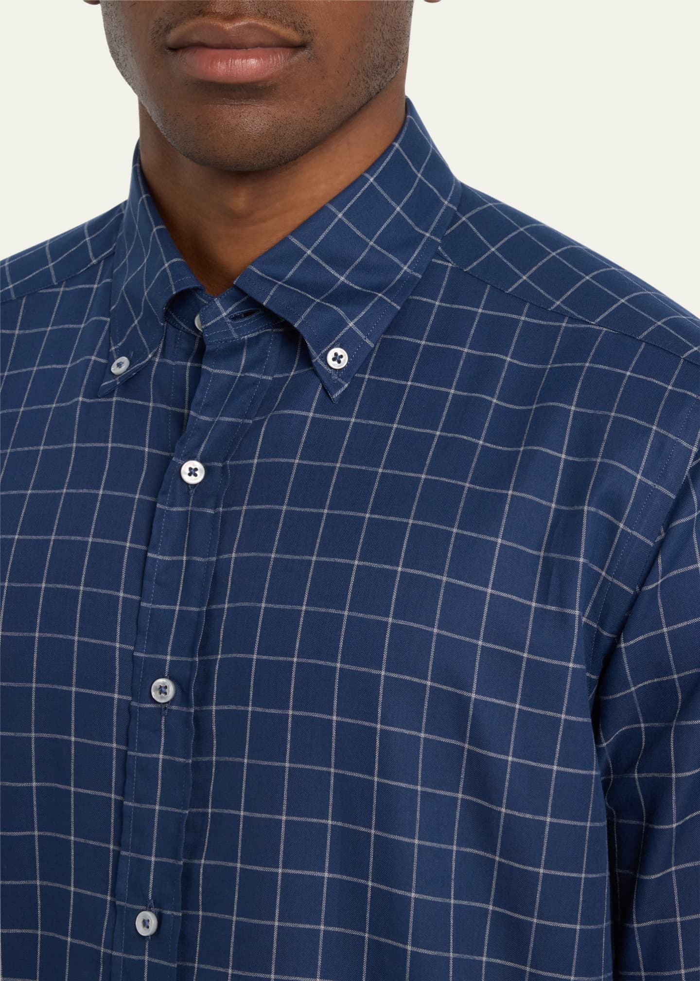 Bergdorf Goodman Men's Cotton Grid Check Sport Shirt - Bergdorf