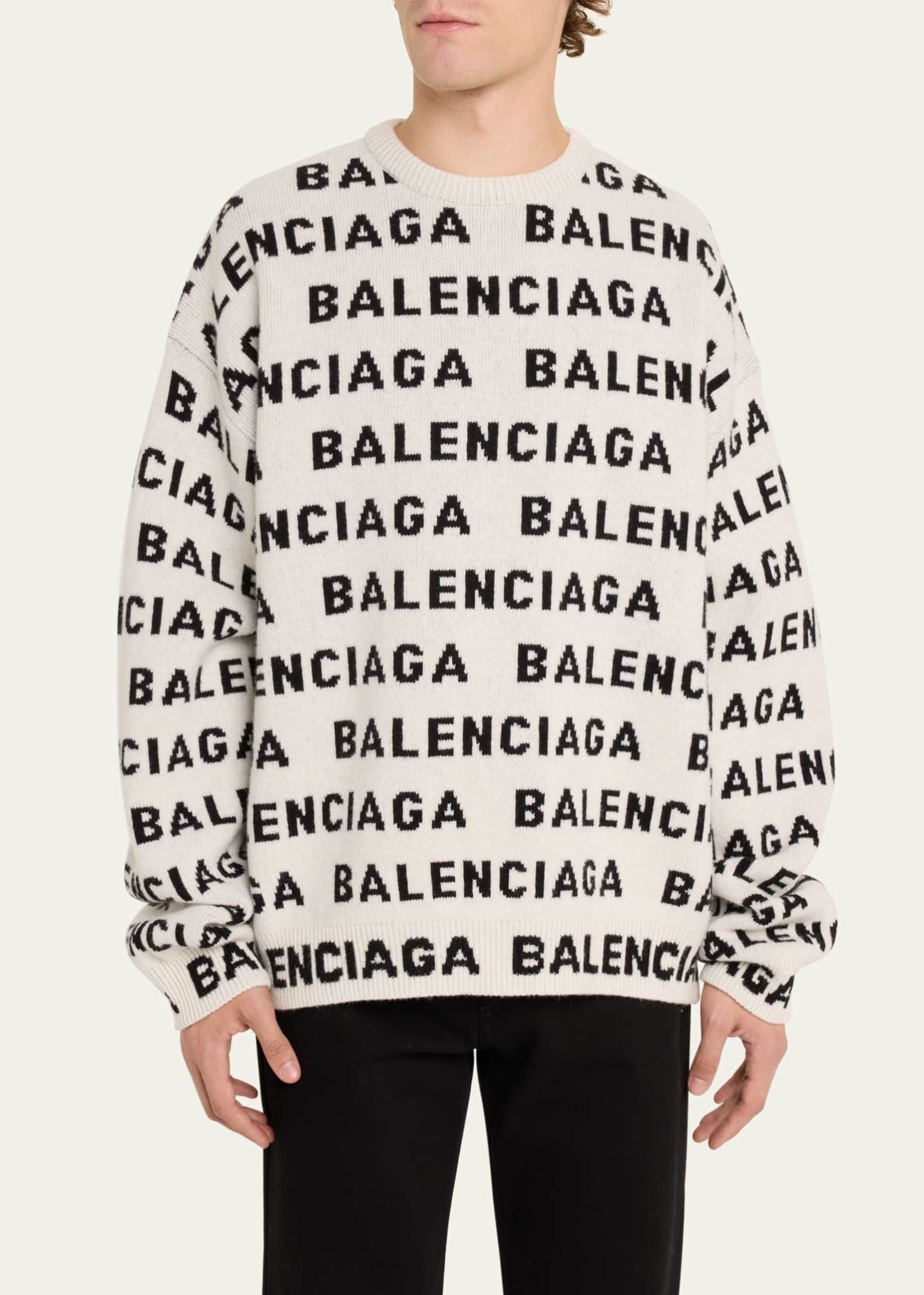 Balenciaga Men's Allover Logo Sweater