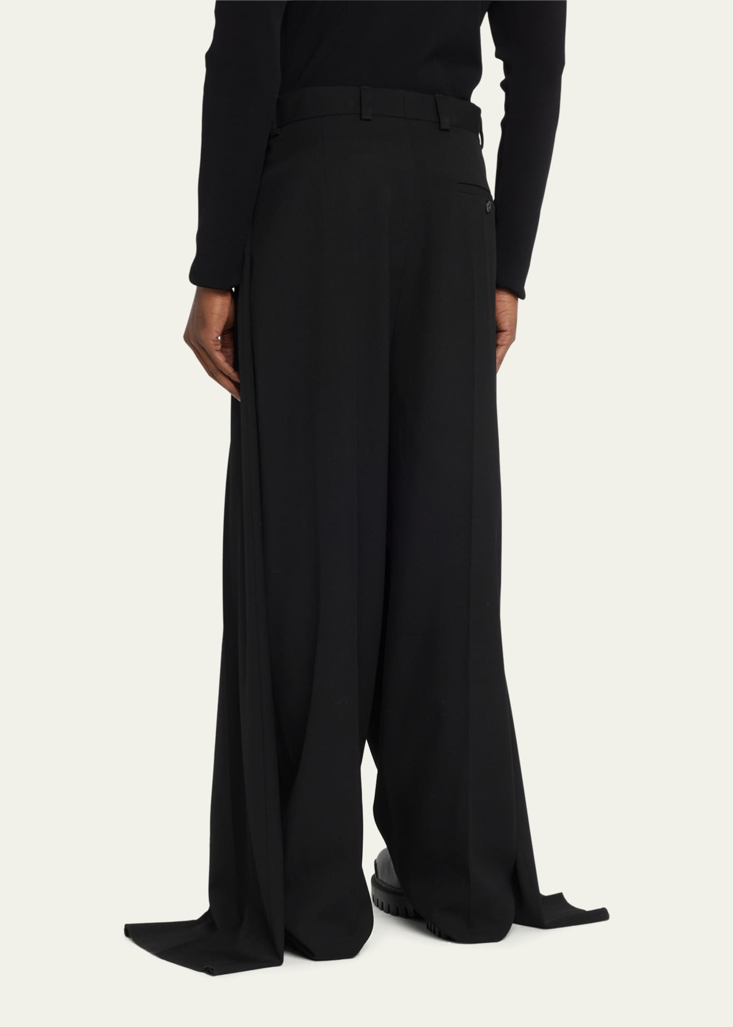 Balenciaga Men's Double-Front Wool Twill Pants