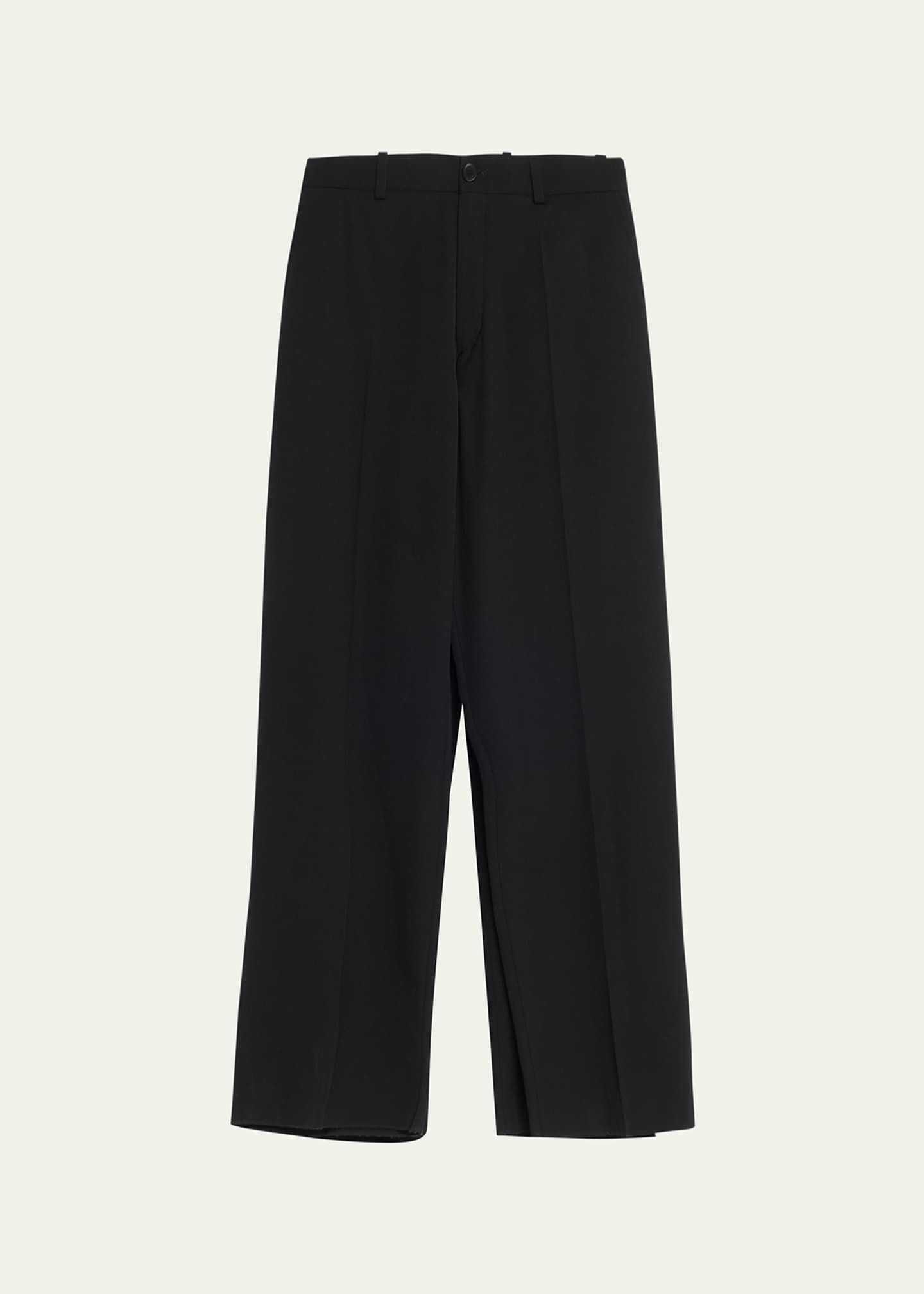 Balenciaga Men's Double-Front Wool Twill Pants