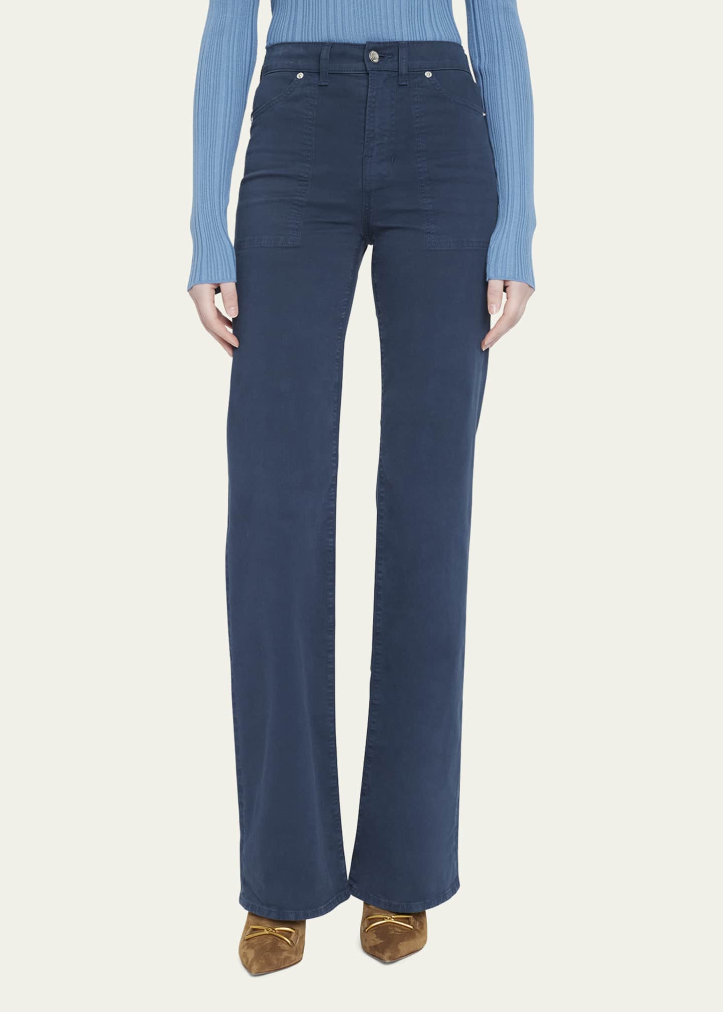Veronica Beard Jeans Crosbie Wide-Leg Patch Pocket Jeans - Bergdorf Goodman