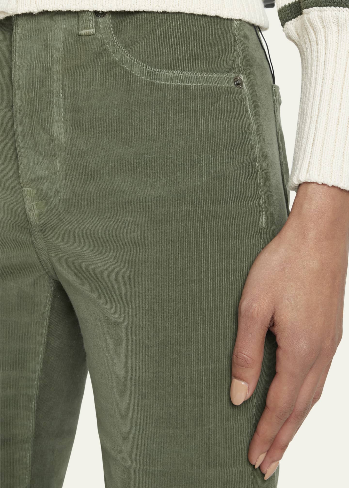 Cameron corduroy bootcut pants in green - Veronica Beard
