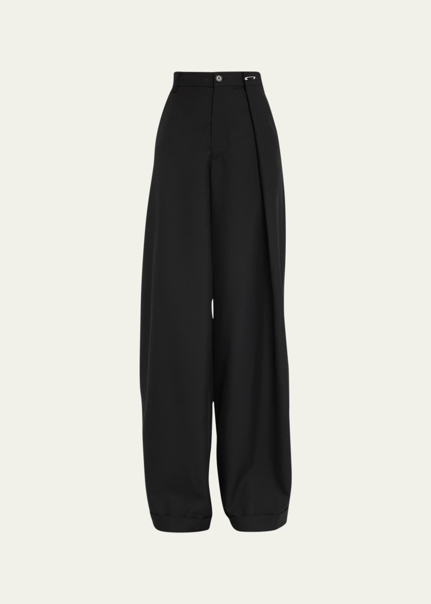 Black Wide-Leg Trousers by MM6 Maison Margiela on Sale