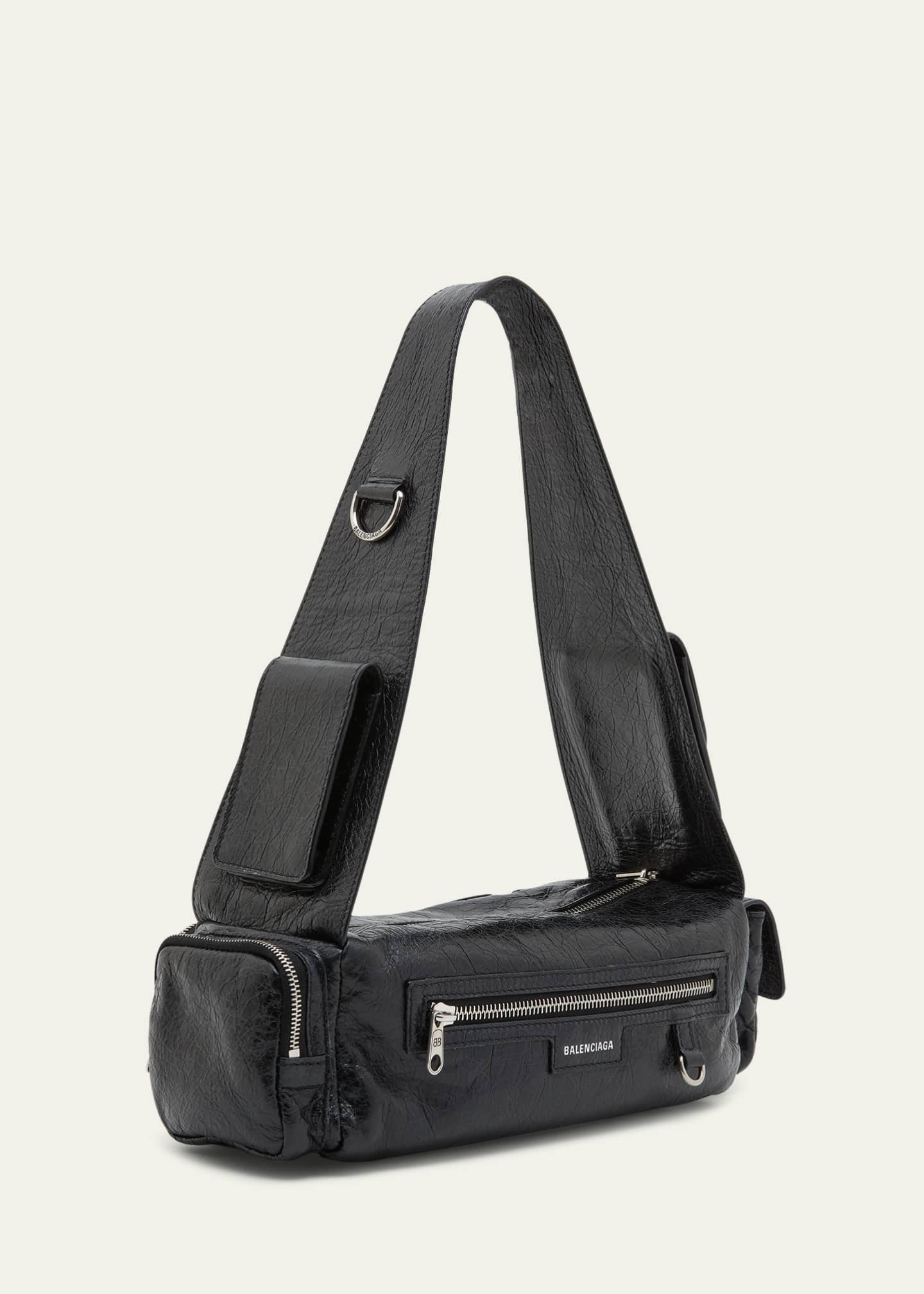 Balenciaga Leather Logo Shoulder Strap - Black Bag Accessories