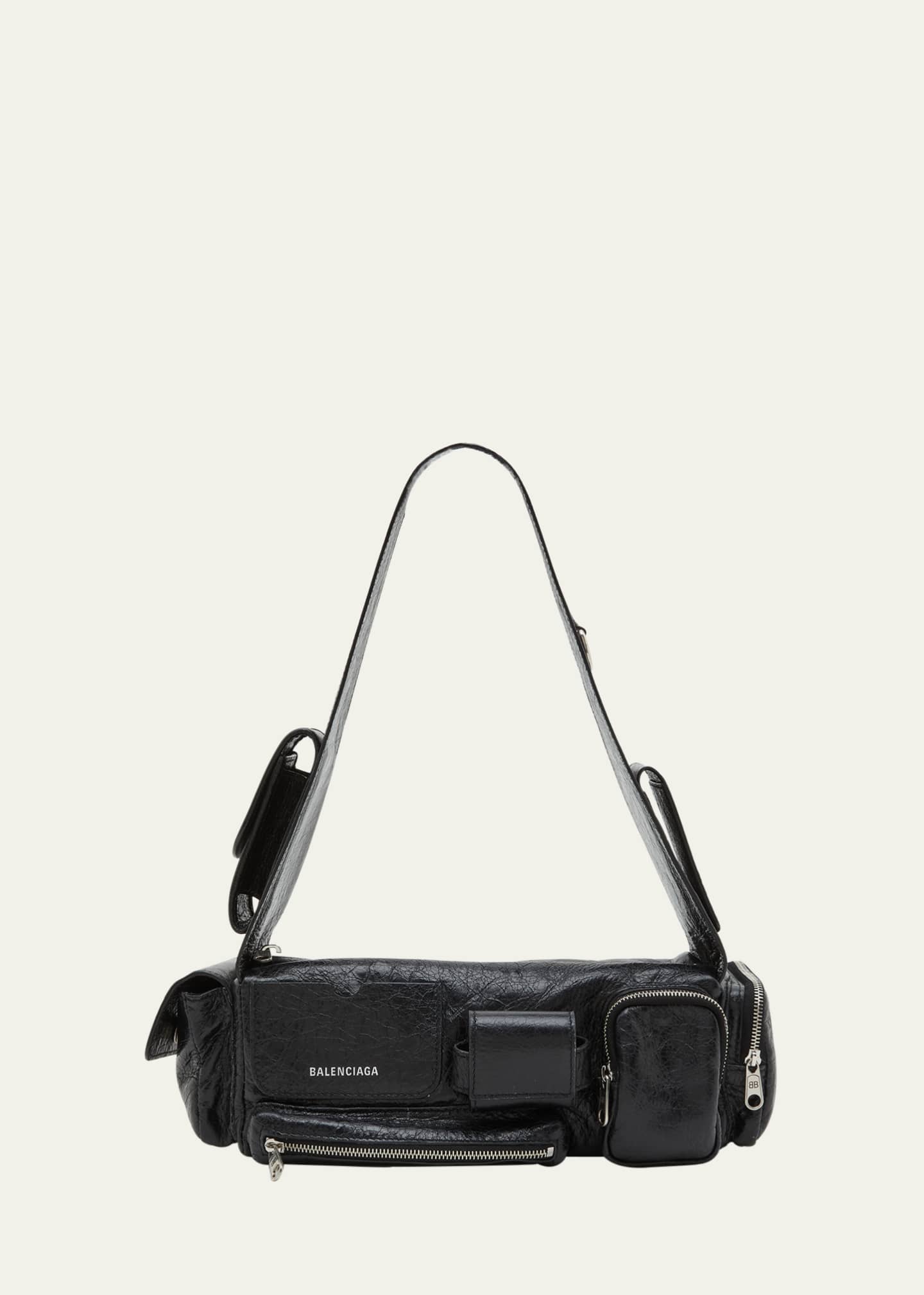 XS black leather crossbody bag