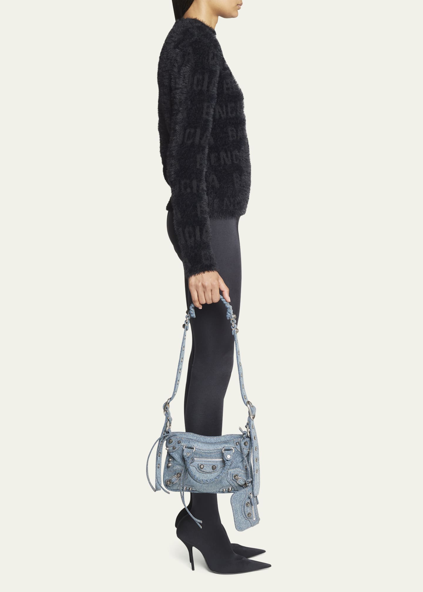 Balenciaga Neo Cagole Small Denim Shoulder Bag