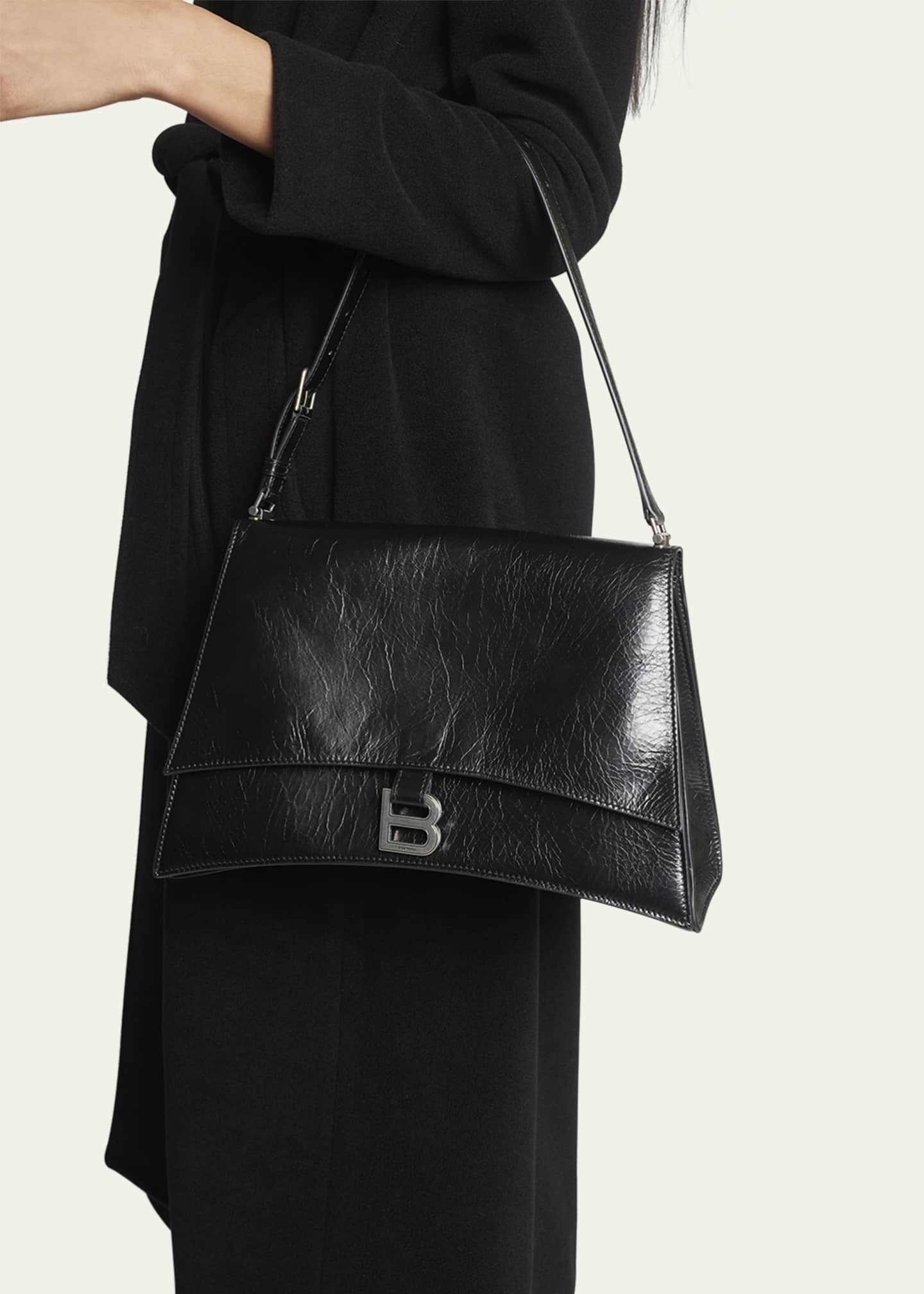 【30％OFF】 Balenciaga Crush Medium Sling Leather Shoulder Bag ハンドバッグ