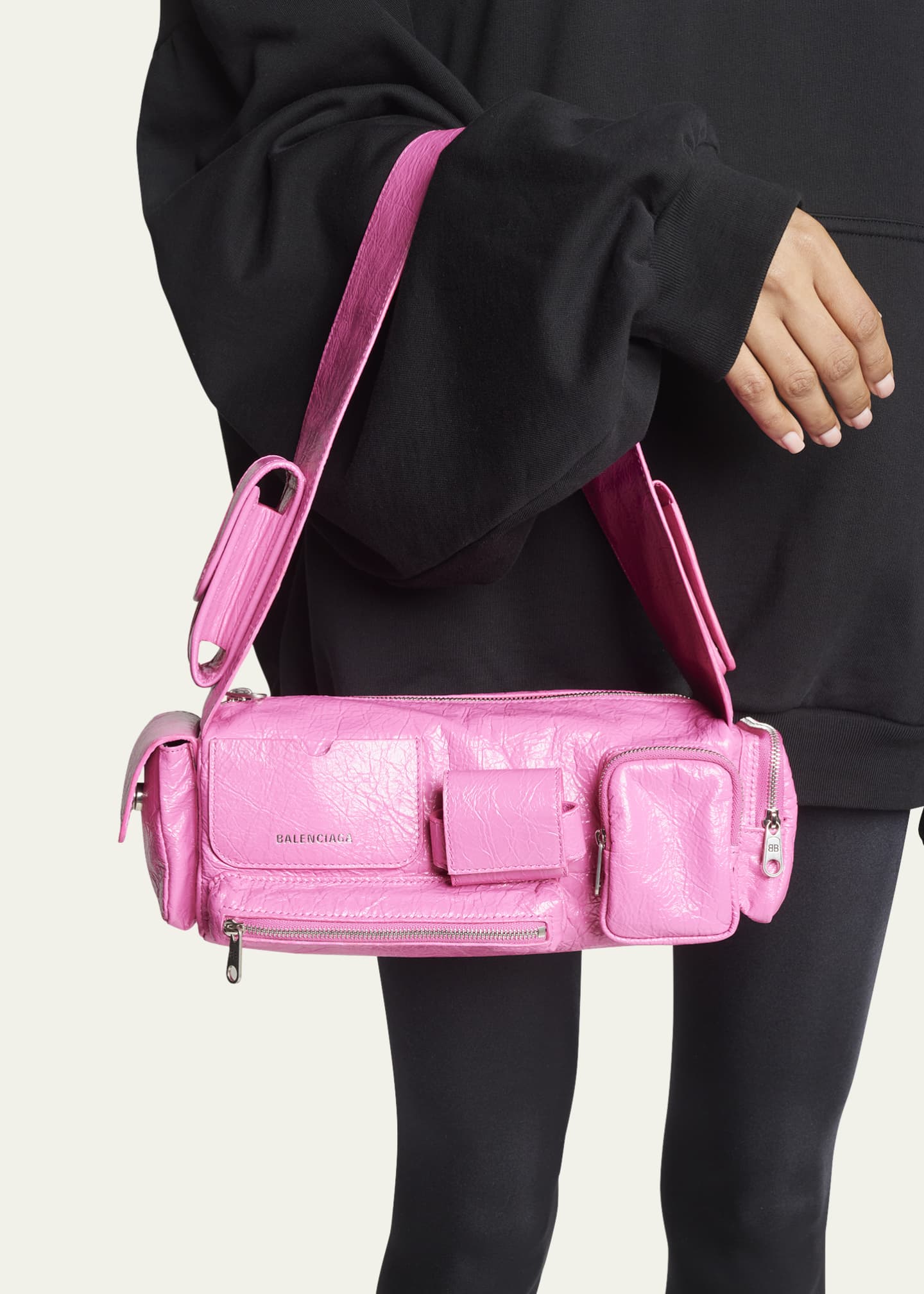 Superbusy XS Leather Shoulder Bag in Pink - Balenciaga