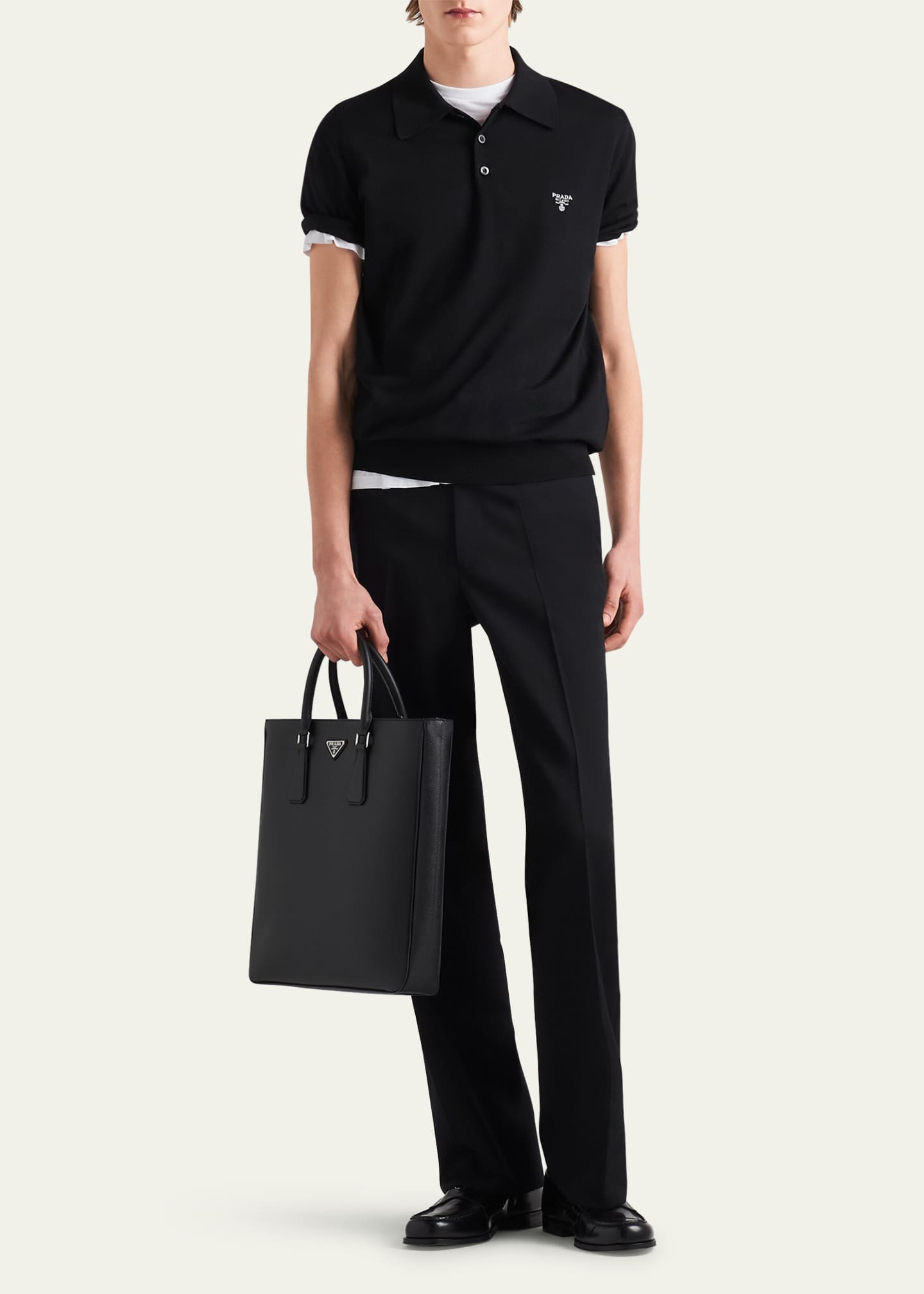 Prada Men's Wool Logo Polo Image 2 of 4