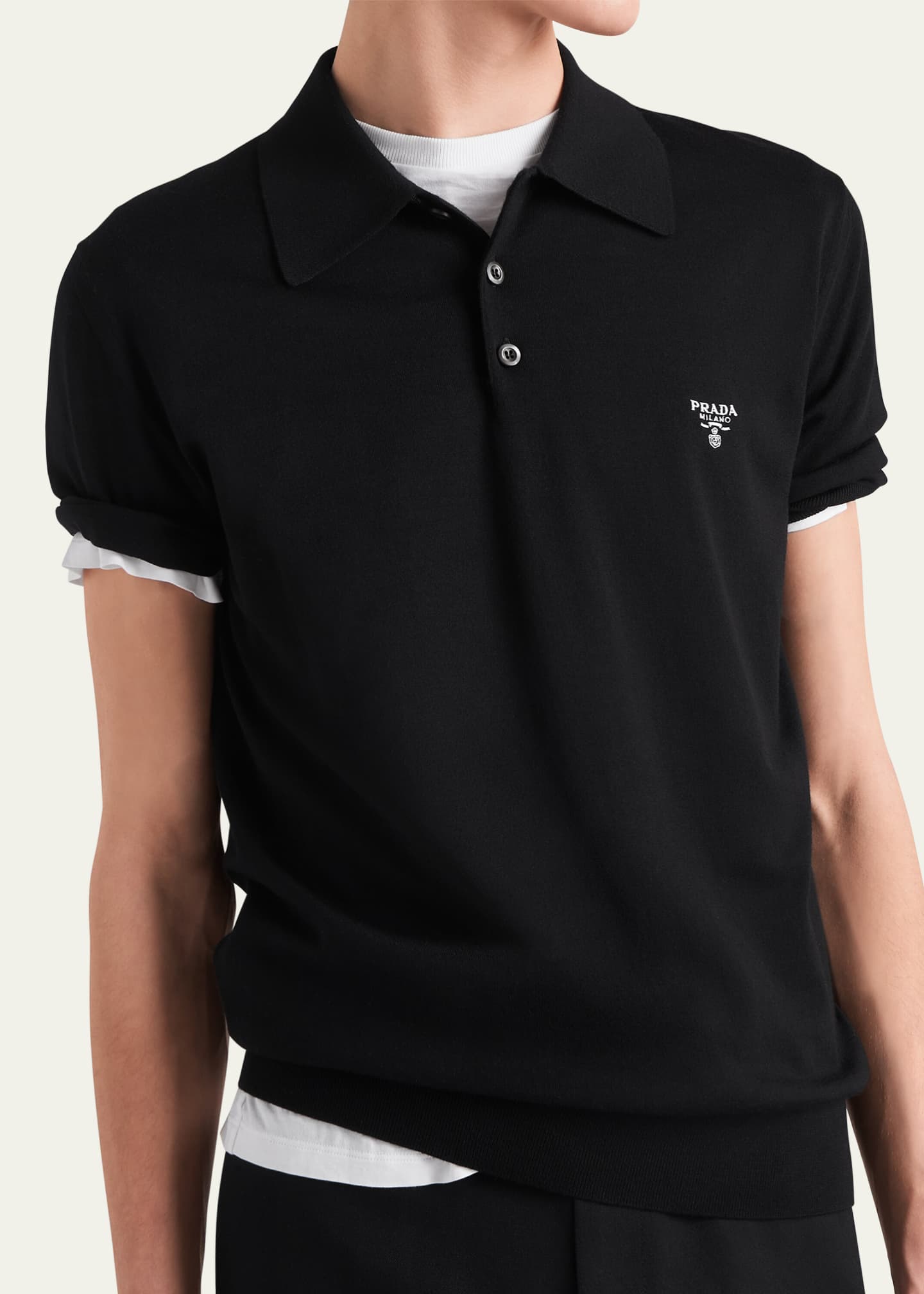 Prada Men s Wool Logo Polo Bergdorf Goodman