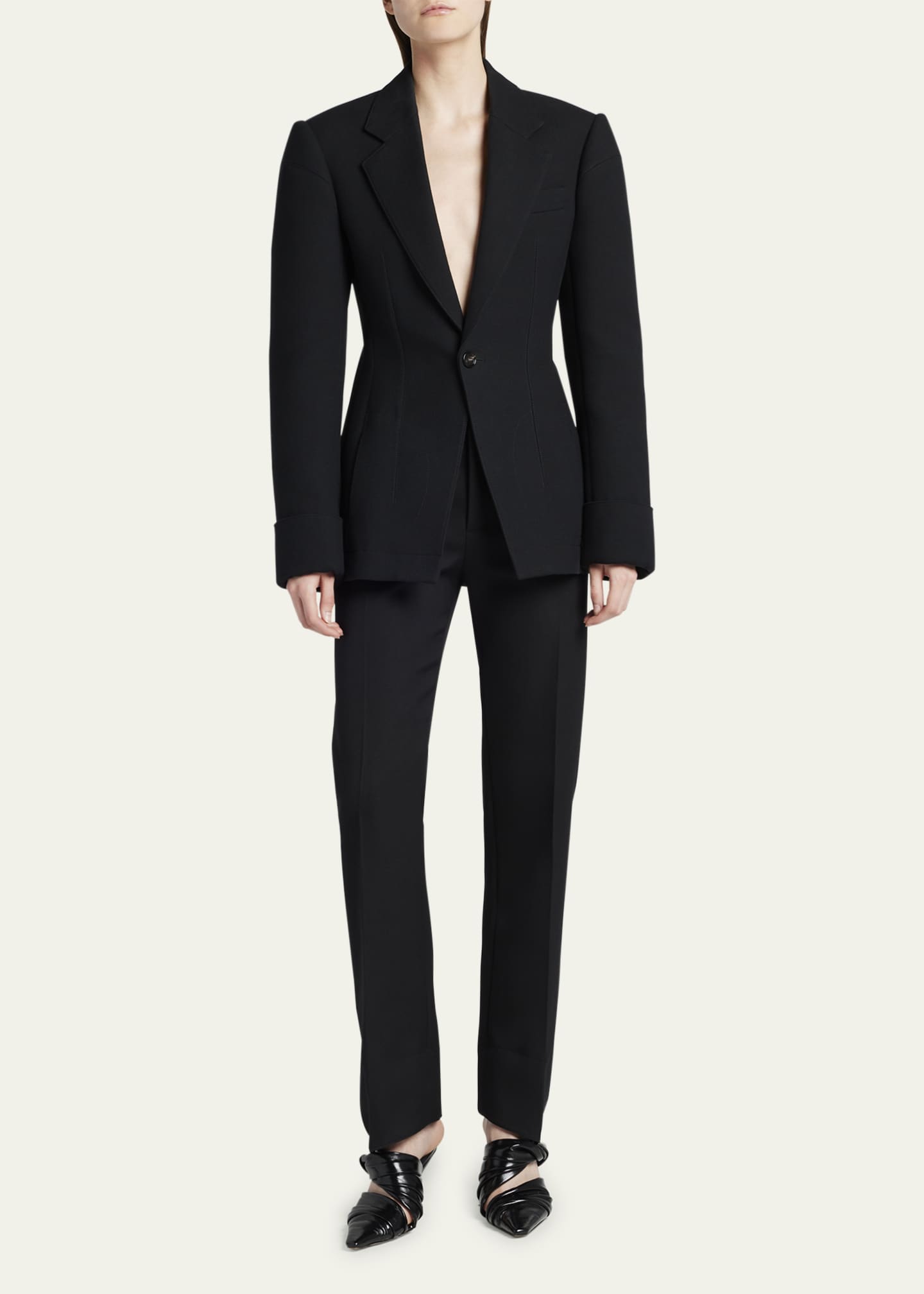 Bottega Veneta Grain de Poudre Stretch Belted Trousers - Bergdorf