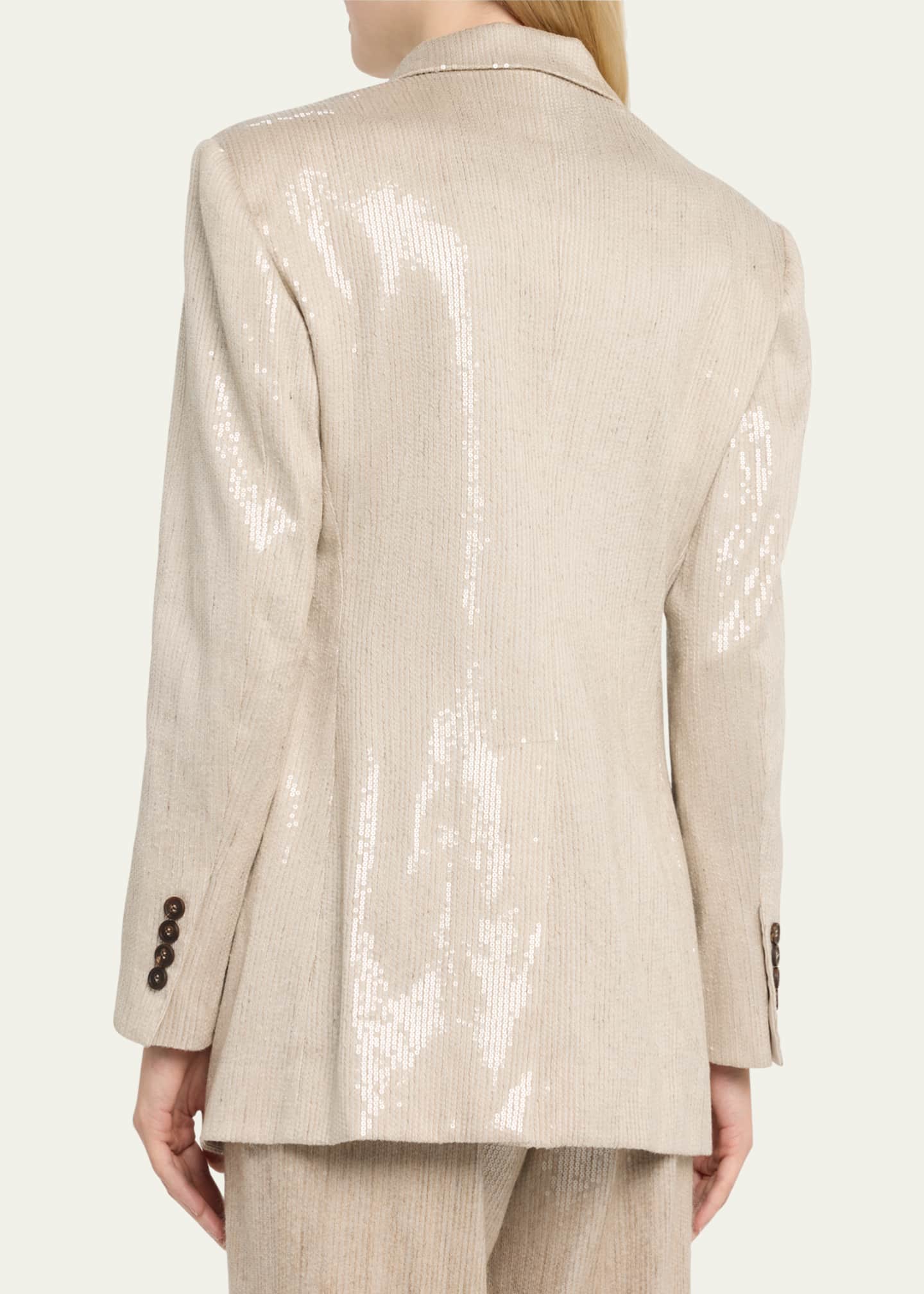 Brunello Cucinelli floral-appliqué sequinned blazer - Neutrals