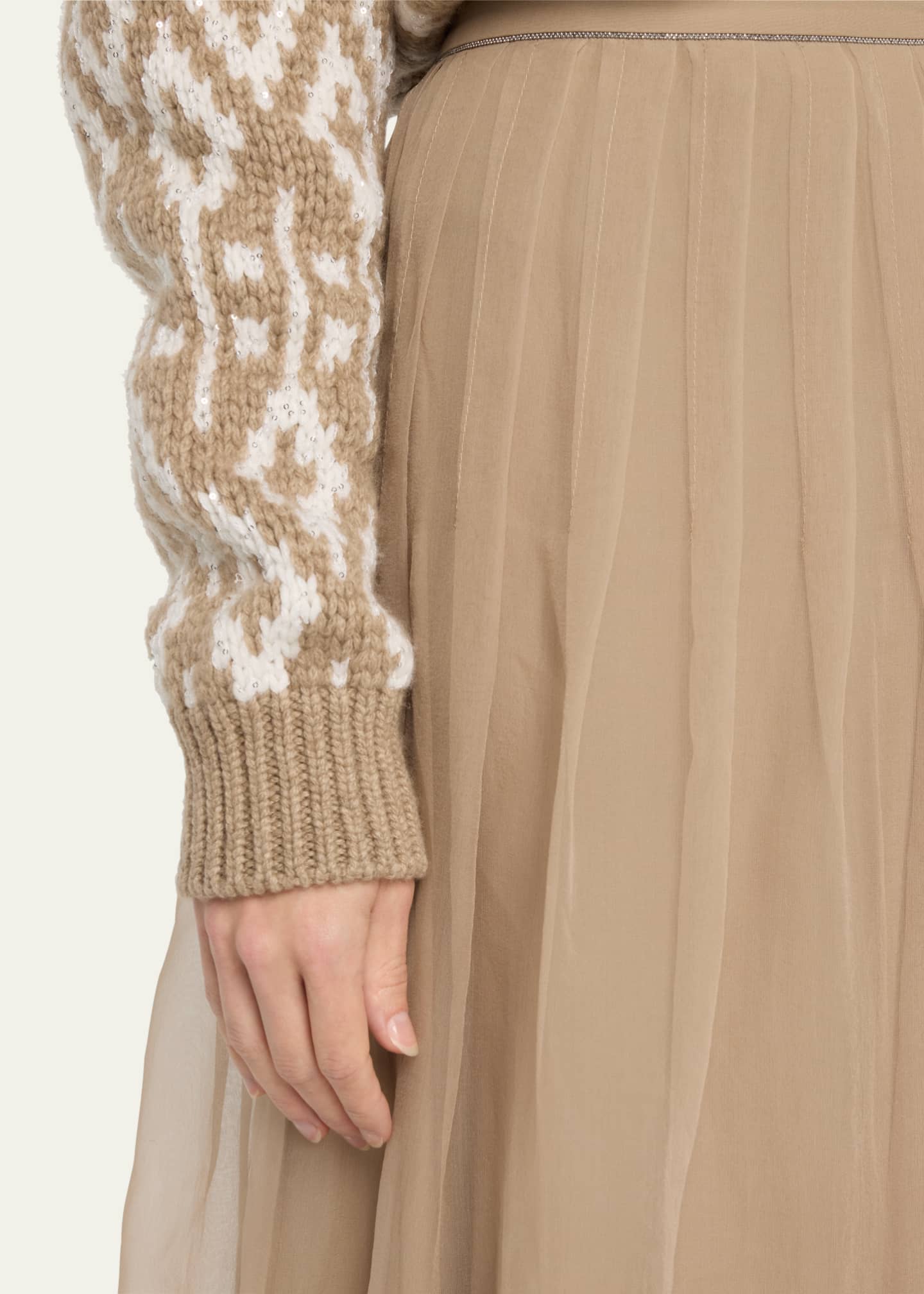 Wool Cashmere And Silk Maxi Dress in Beige - Brunello Cucinelli