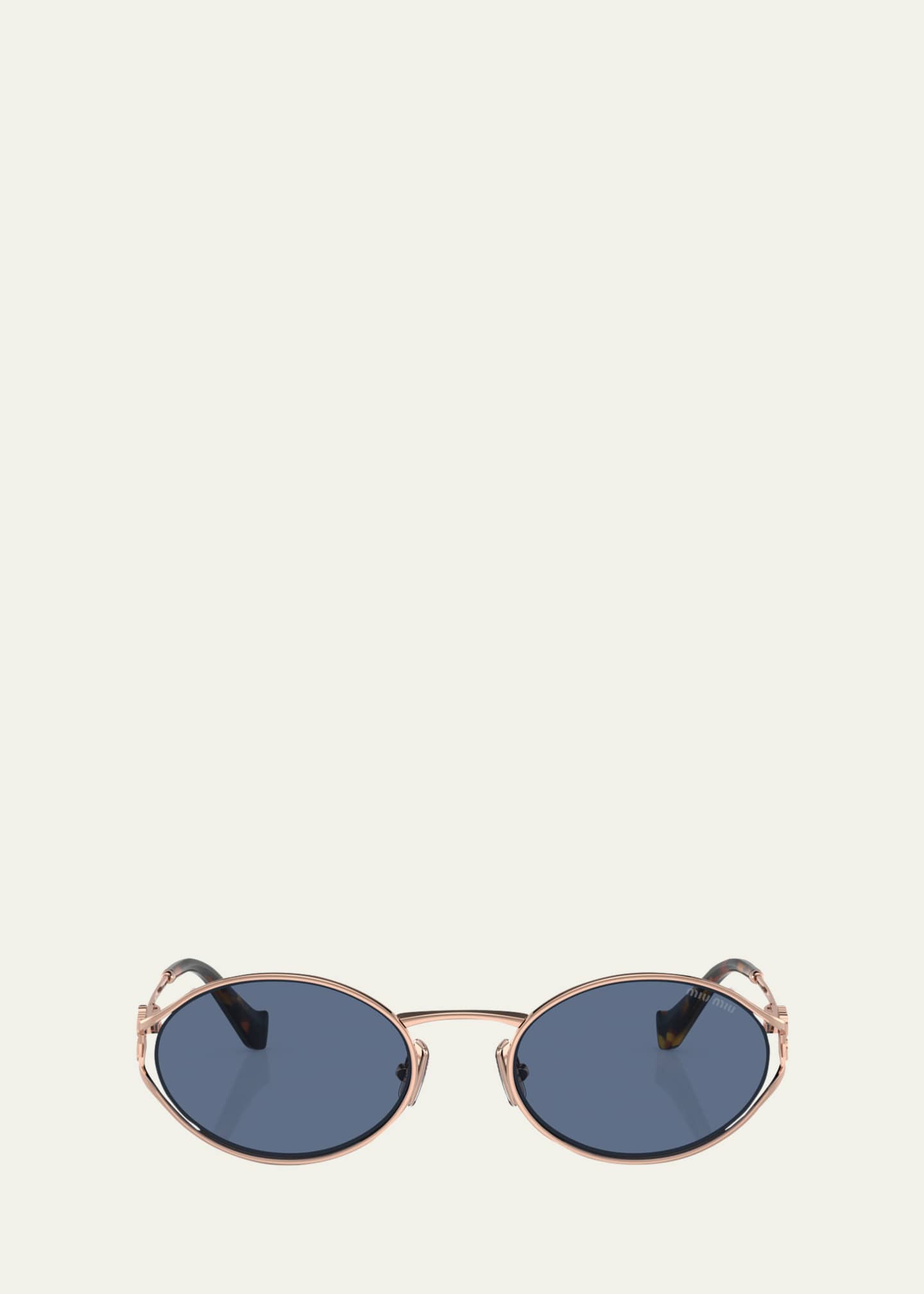 Miu Miu Cut-Out Metal & Plastic Oval Sunglasses - Bergdorf Goodman