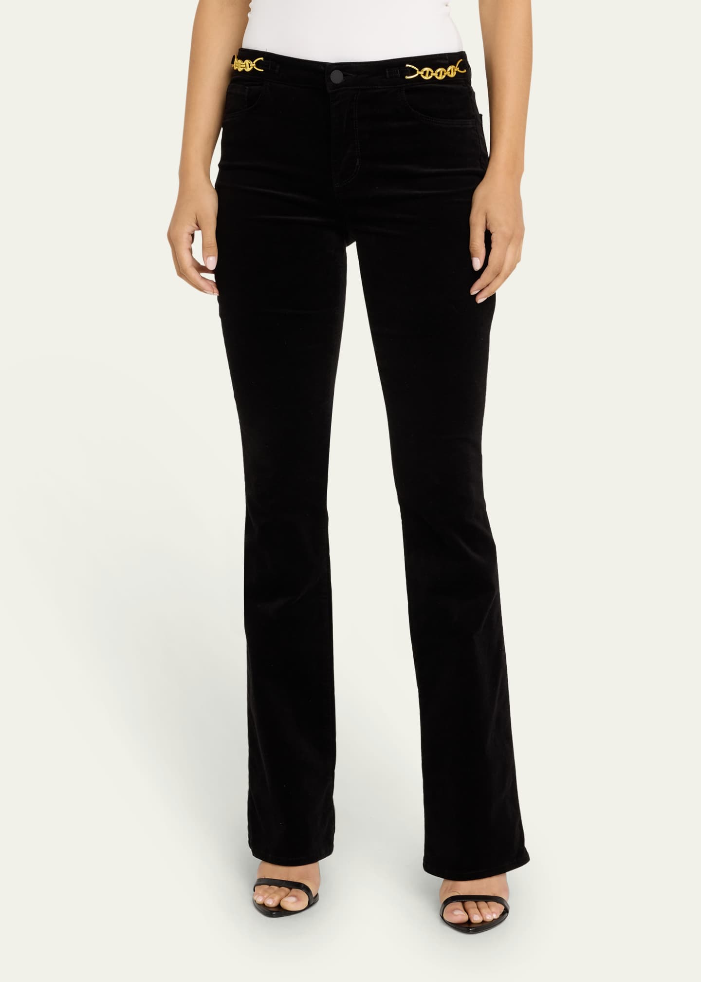 L'Agence Stevie High Rise Straight Gold Chain Jeans - Bergdorf Goodman