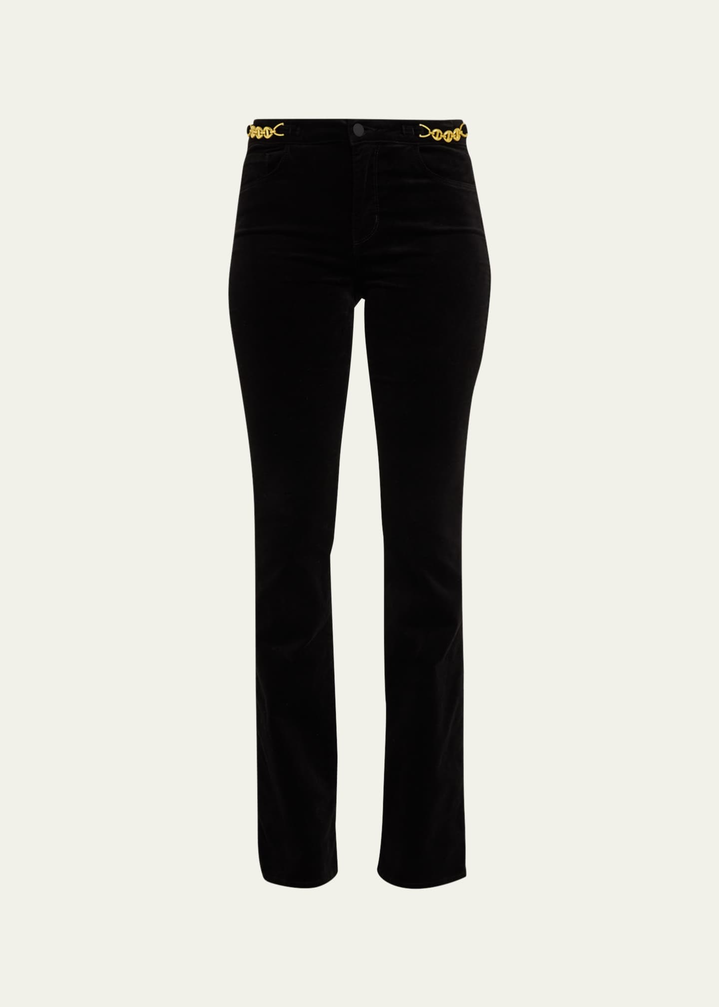 L'Agence Stevie High Rise Straight Gold Chain Jeans Bergdorf Goodman