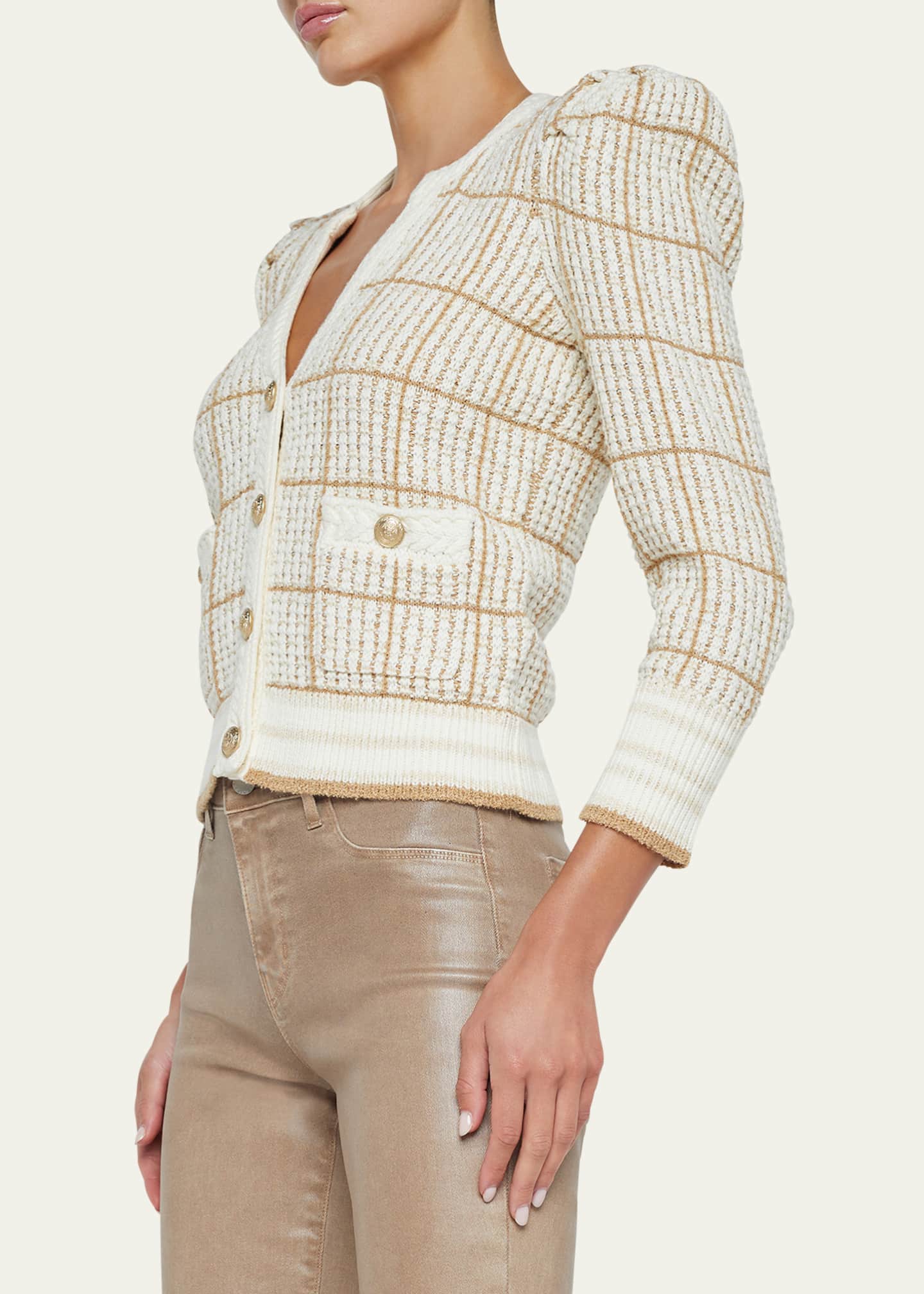L'Agence Jenni Knit Three-Quarter Sleeve Cardigan Image 4 of 5