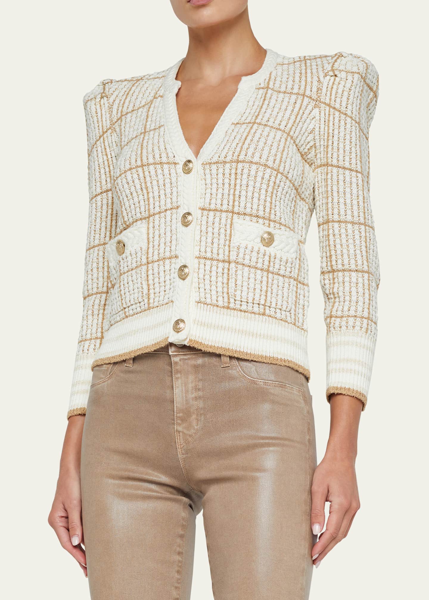 L'Agence Jenni Knit Three-Quarter Sleeve Cardigan Image 5 of 5