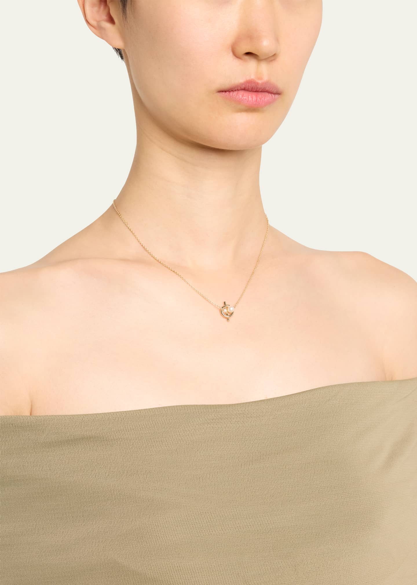 Sophie Bille Brahe 14K Recycled Yellow Gold Claudia Simple Necklace with Freshwater Pearls Image 2 of 4