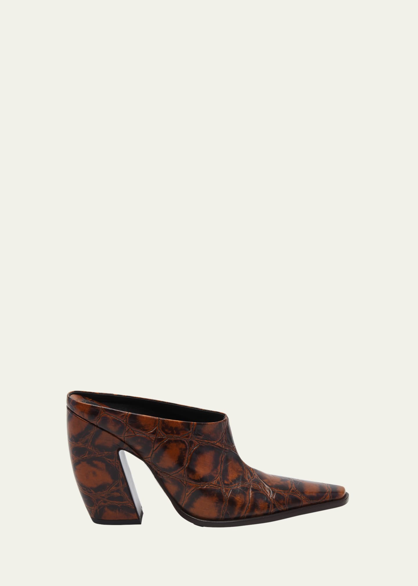 Bottega Veneta Tex Croco Block-Heel Mules