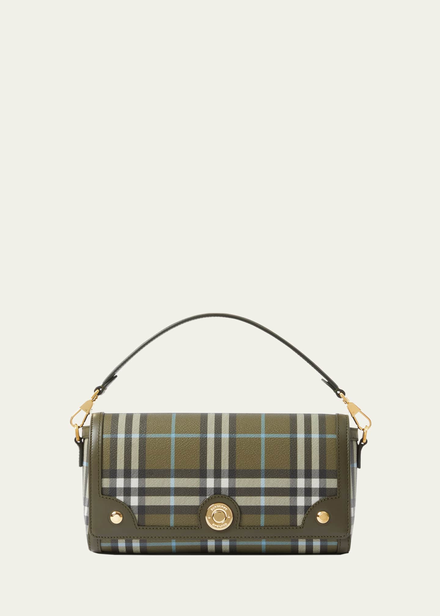 Burberry Leather and Vintage Check Note Crossbody Bag- Black