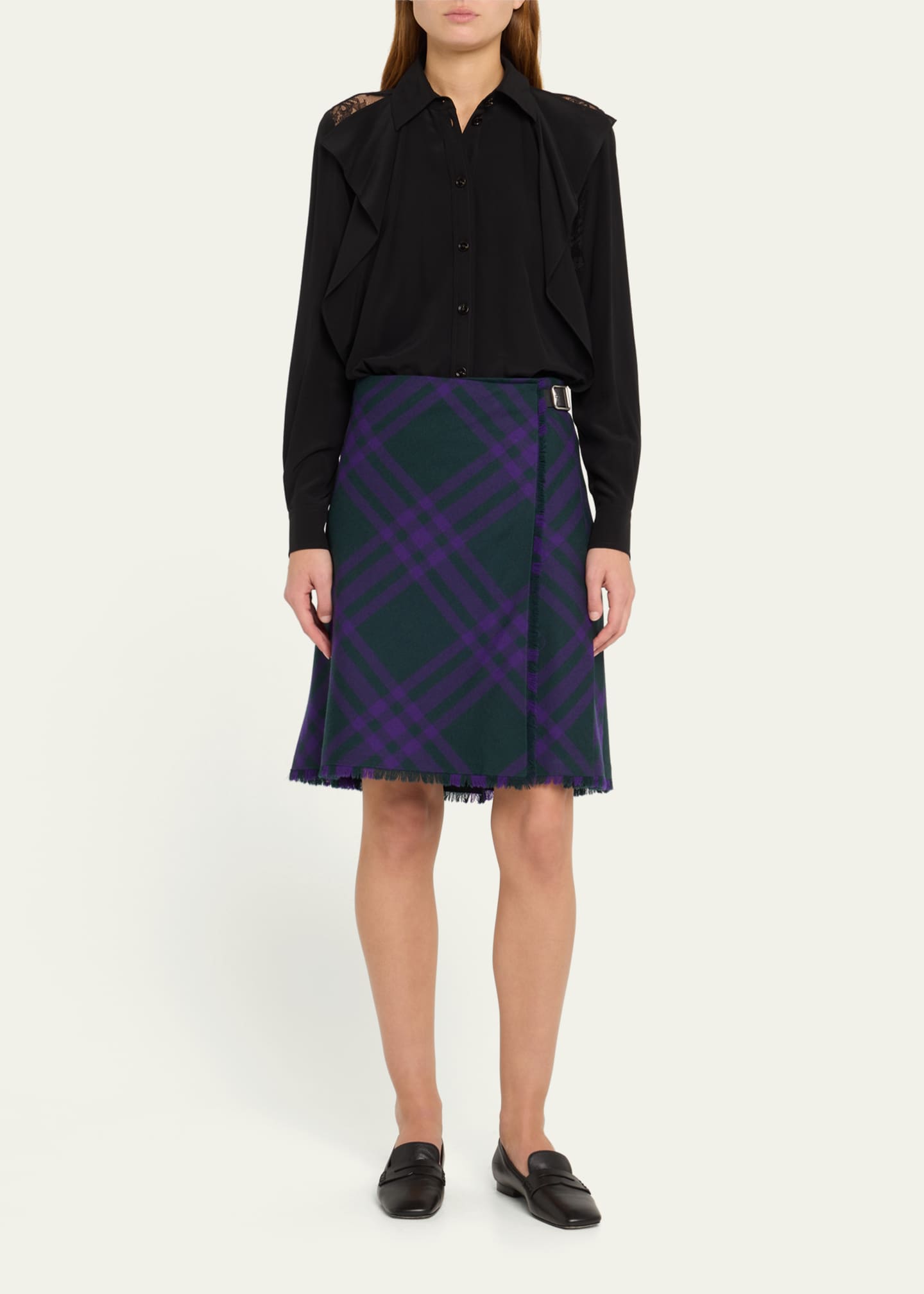 Burberry Check Print Kilt with Belted Detail - Bergdorf Goodman