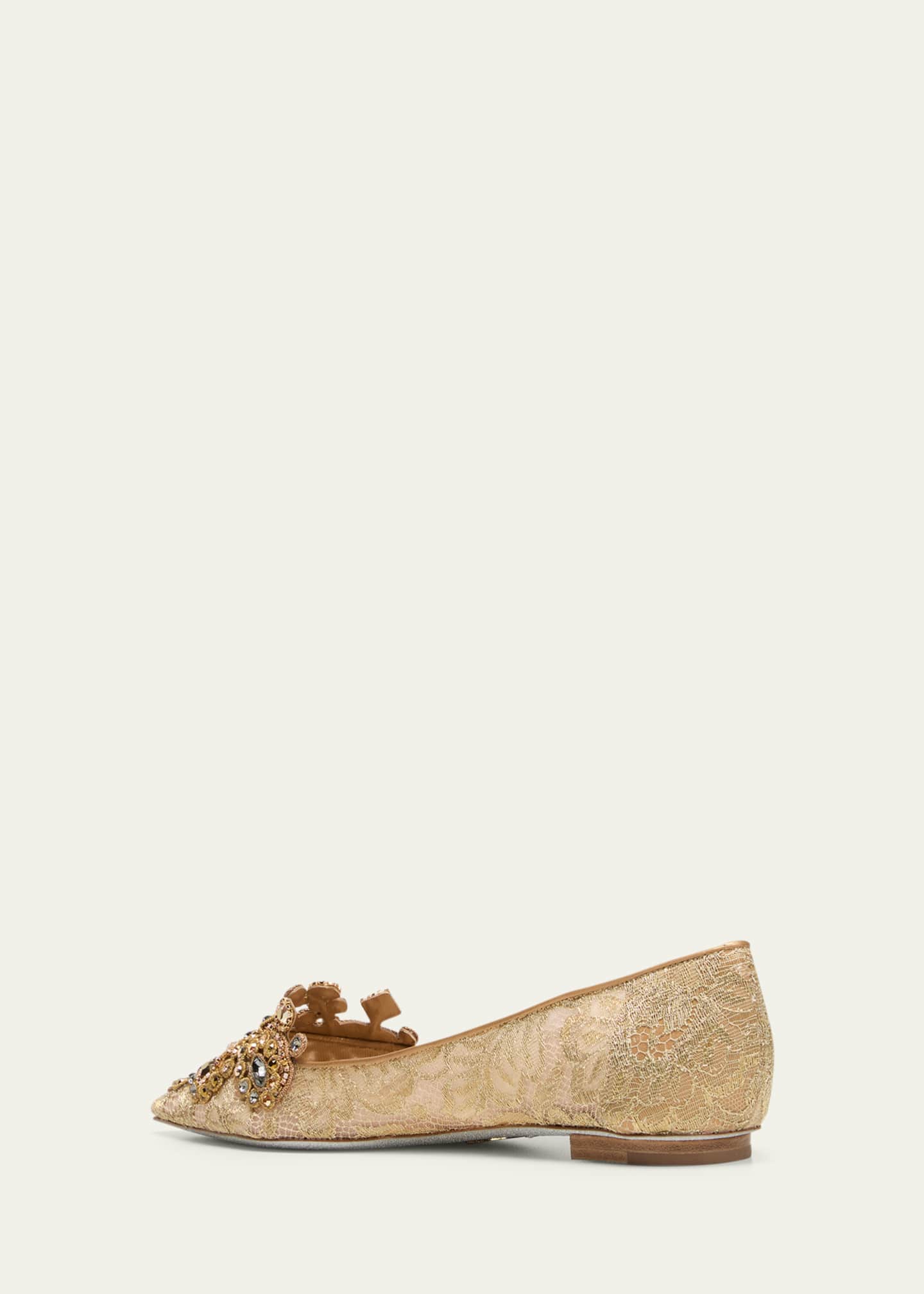 Rene Caovilla Crystal Embroidered Mesh Ballerina Flats Image 4 of 5