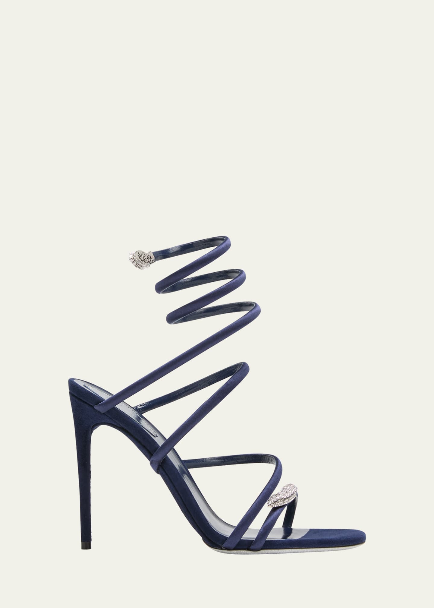 Rene Caovilla Strass Snake-Wrap Satin Sandals - Bergdorf Goodman