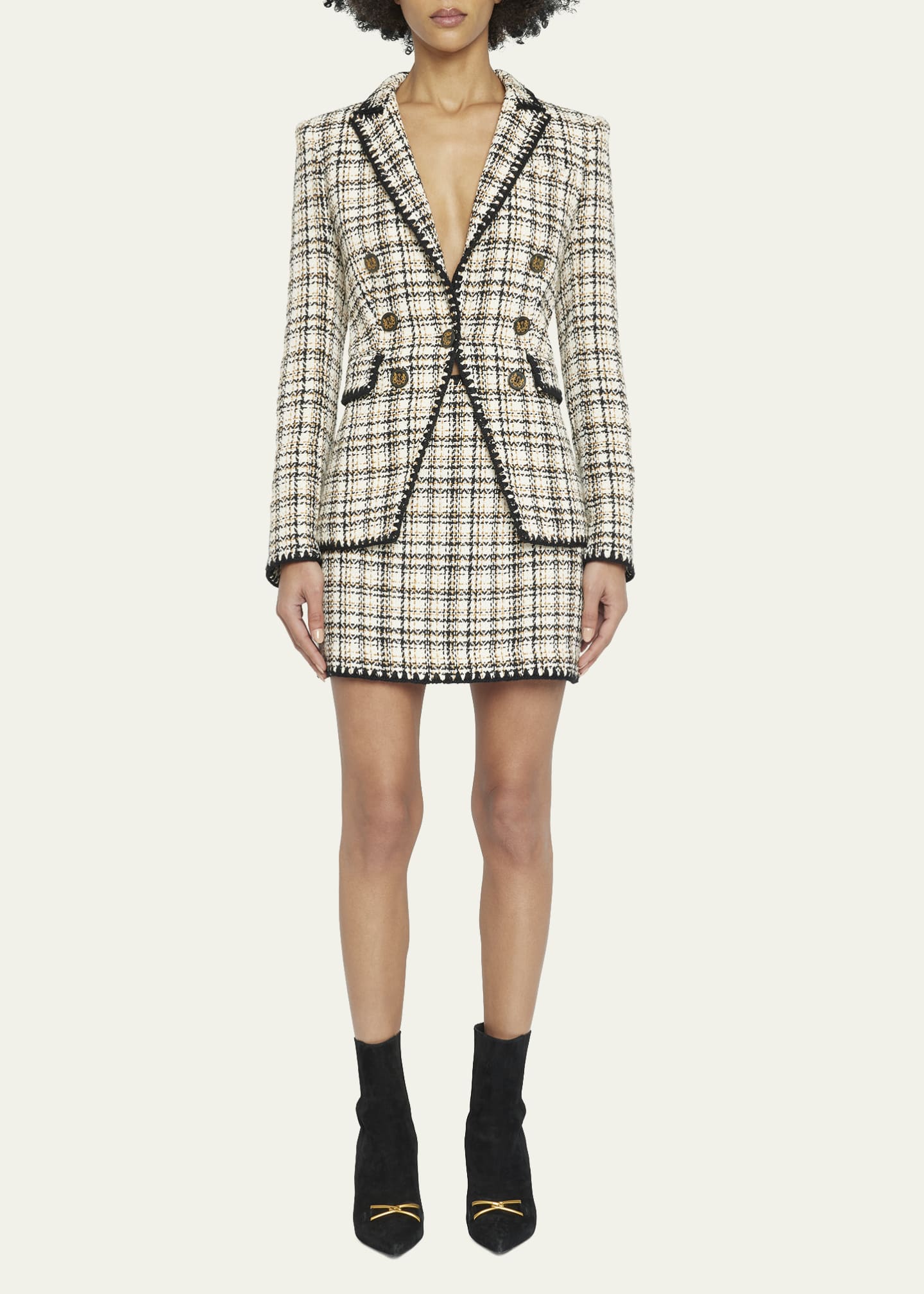 Veronica Beard Ohemia Tweed Crochet-Trim Mini Skirt Image 2 of 5