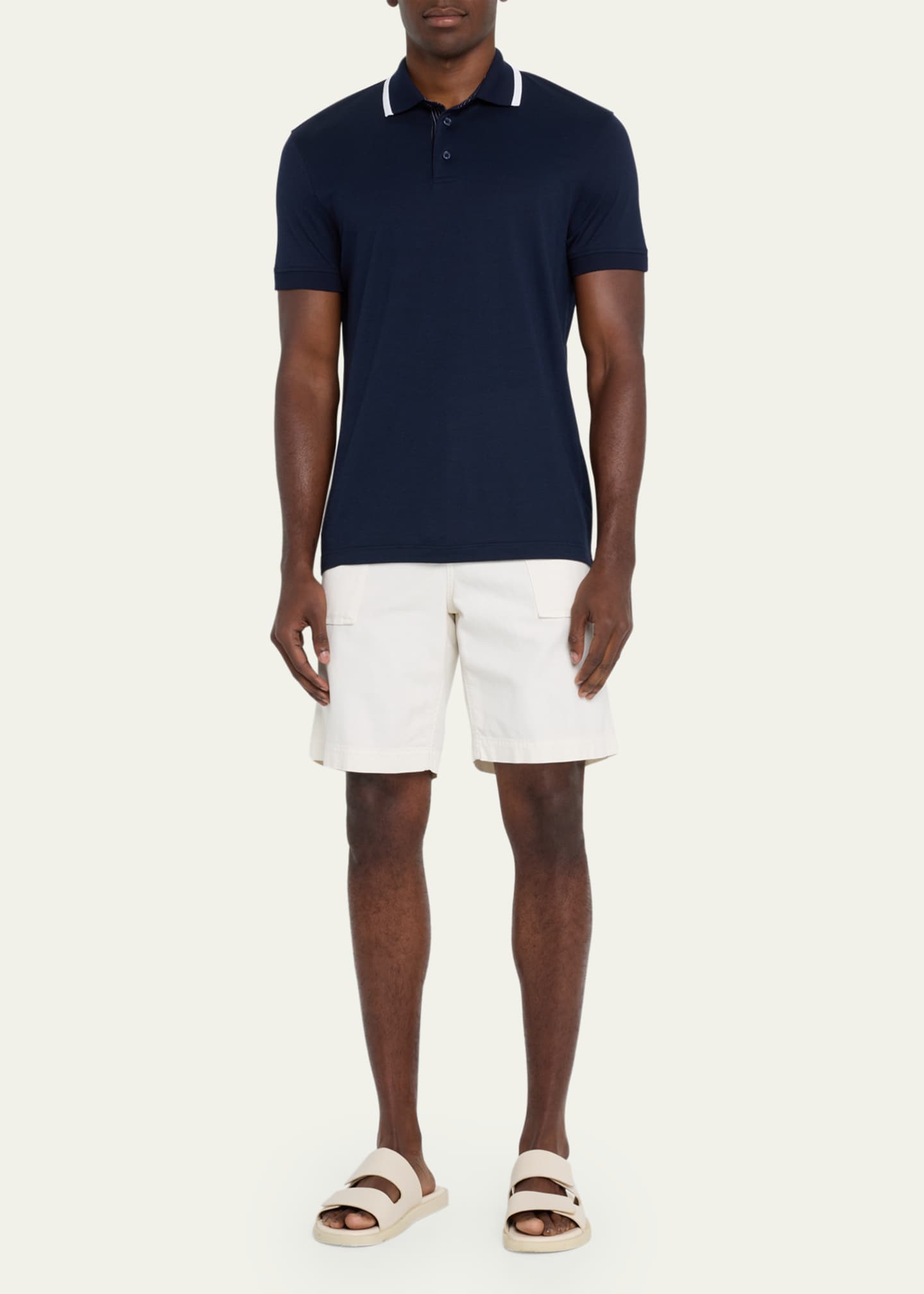 Orlebar Brown Men's Dominic Tipped-Collar Polo Shirt Image 2 of 5