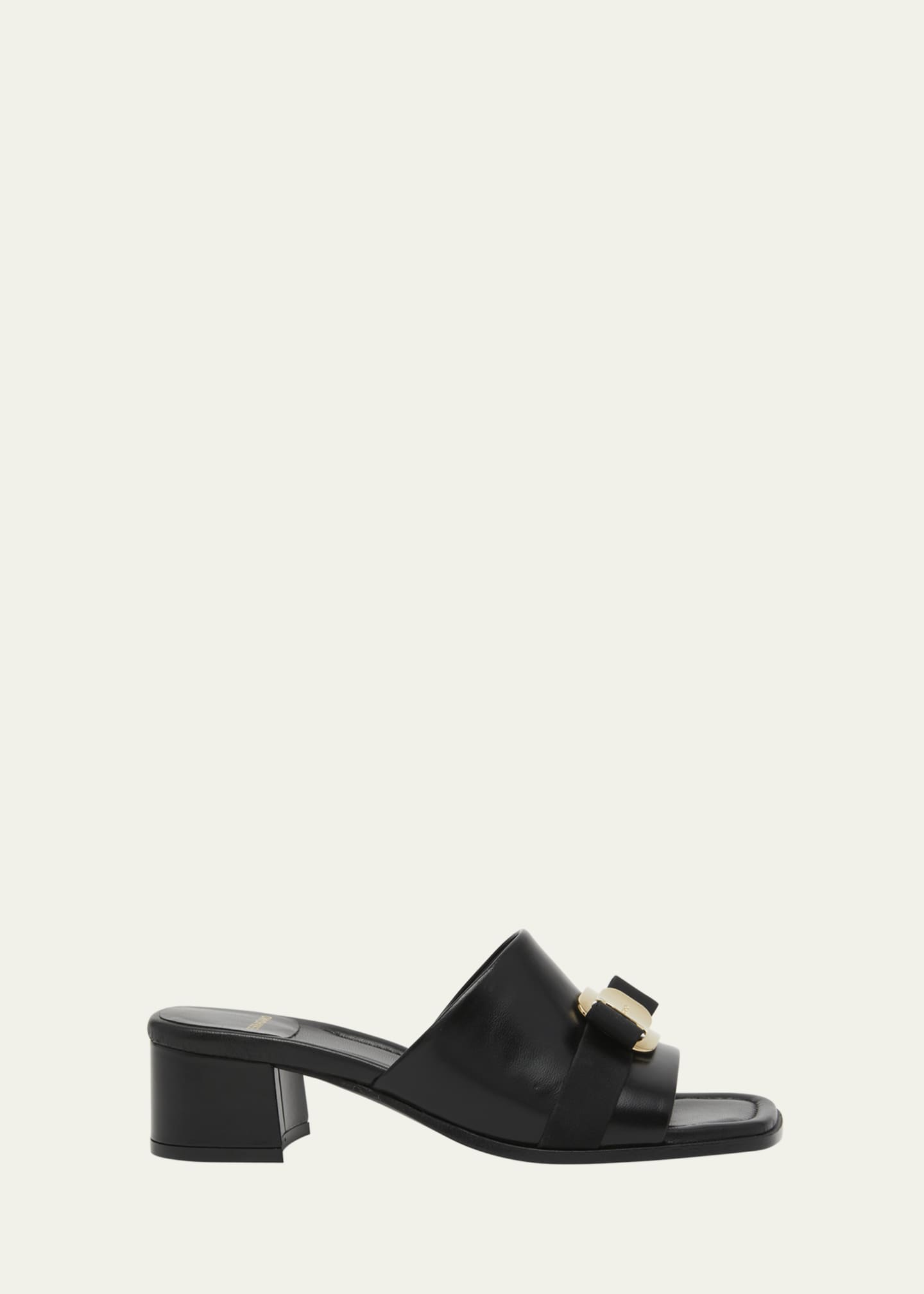 Ferragamo Vilna Leather Bow Mule Sandals