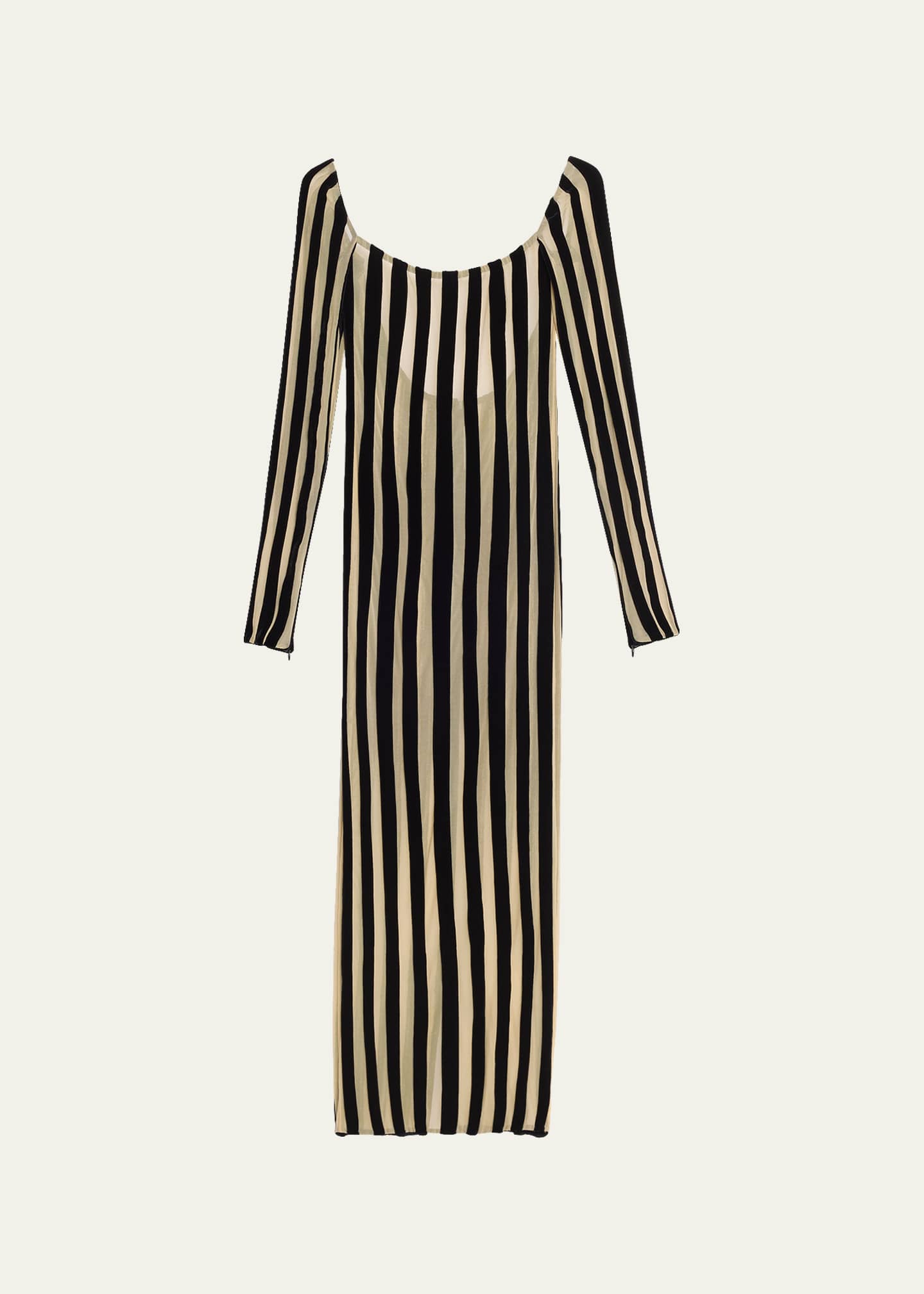 LaQuan Smith Sheer Striped Midi Dress - Bergdorf Goodman