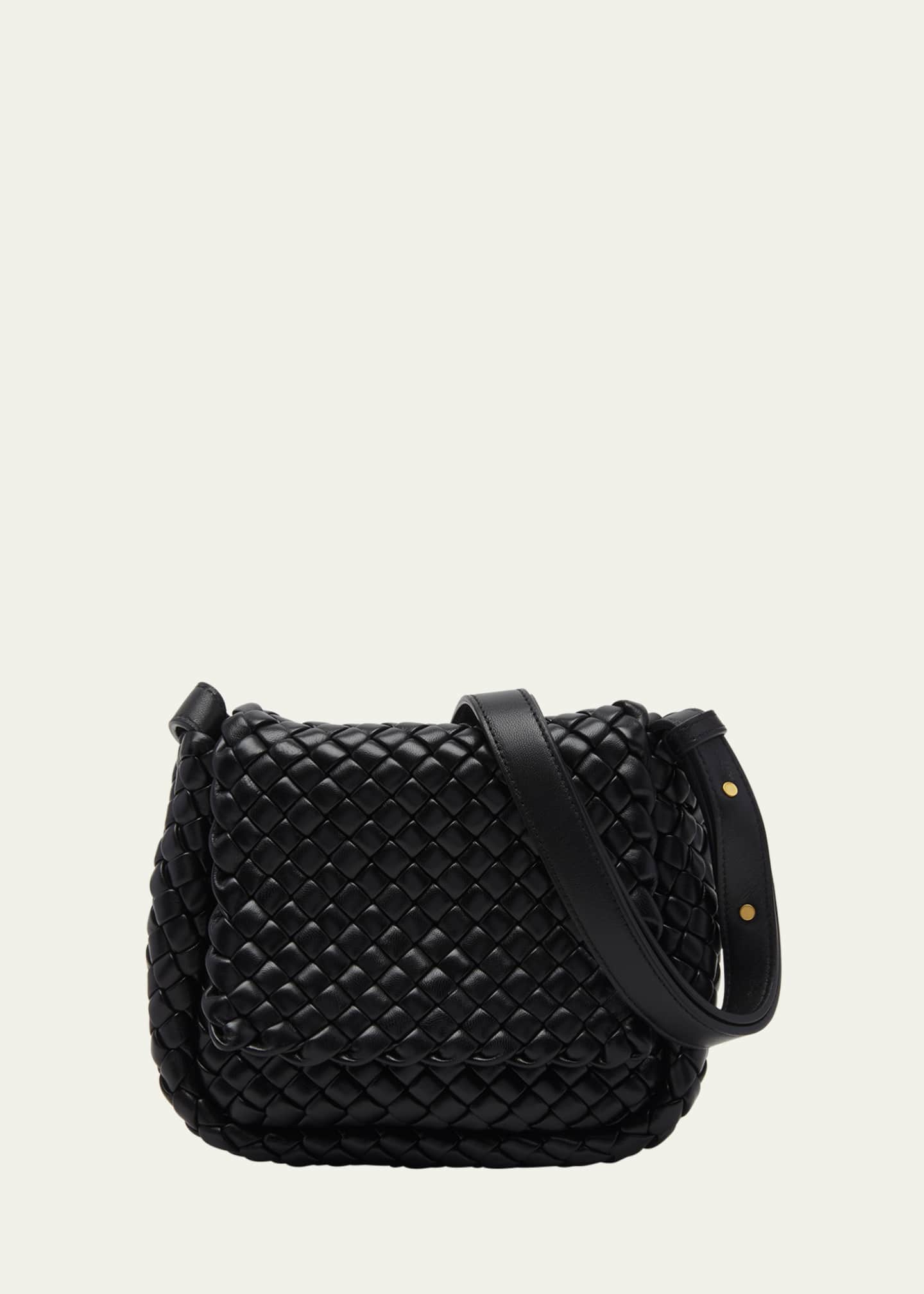 Bottega Veneta Woven Small Messenger Bag in Black for Men