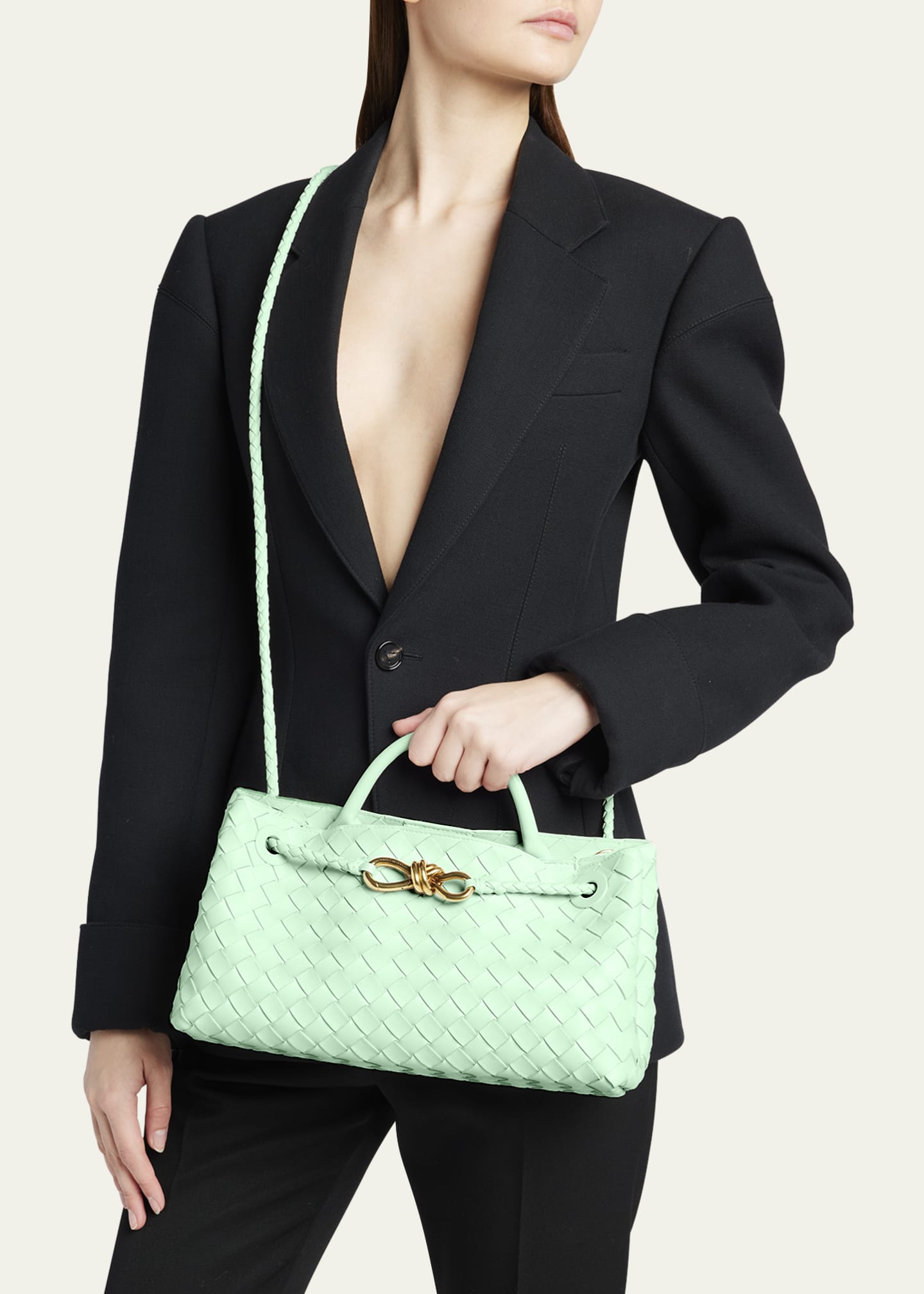 Bottega Veneta Andiamo Small Intreccio Top-Handle Bag