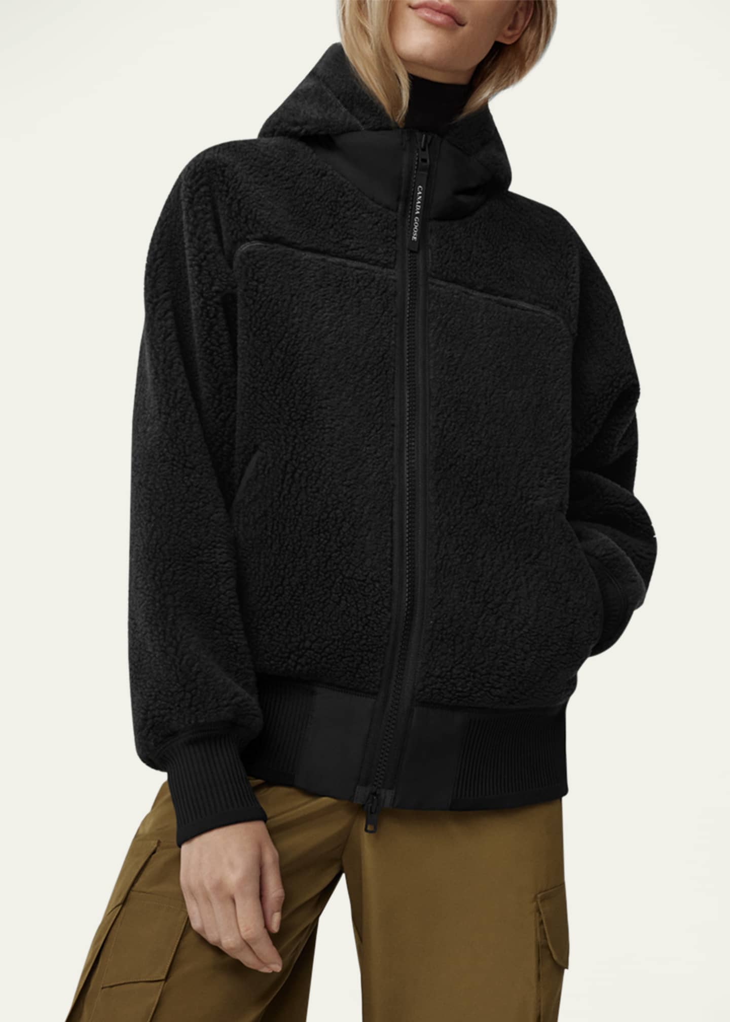 Canada Goose Simcoe Oversized Fleece Hoodie Black Bergdorf Goodman