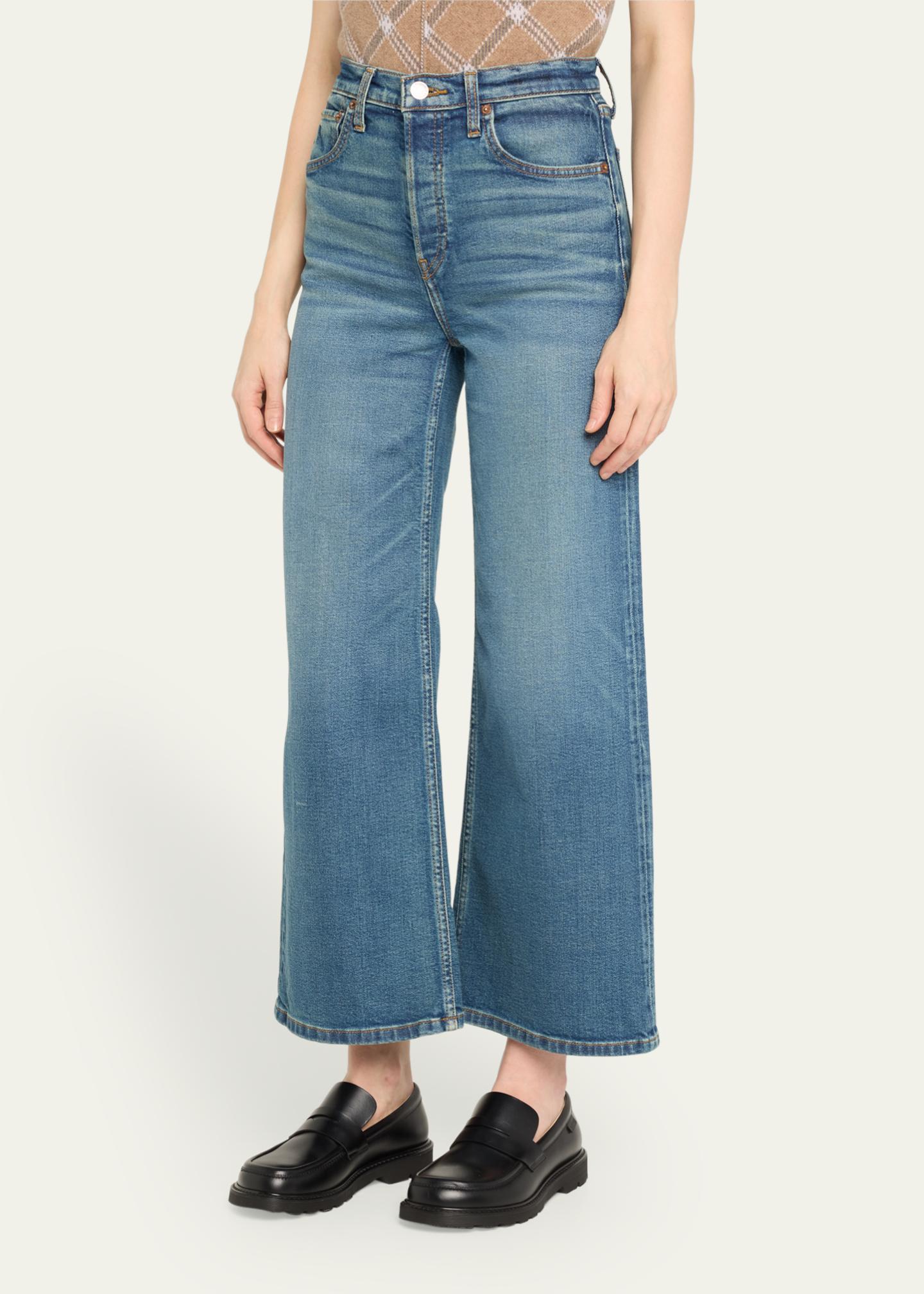 RE/DONE High Rise Wide-Leg Cropped Jeans - Bergdorf Goodman