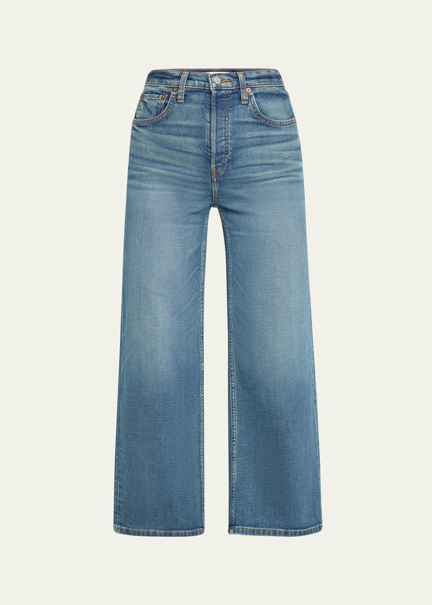 RE/DONE High Rise Wide-Leg Cropped Jeans - Bergdorf Goodman