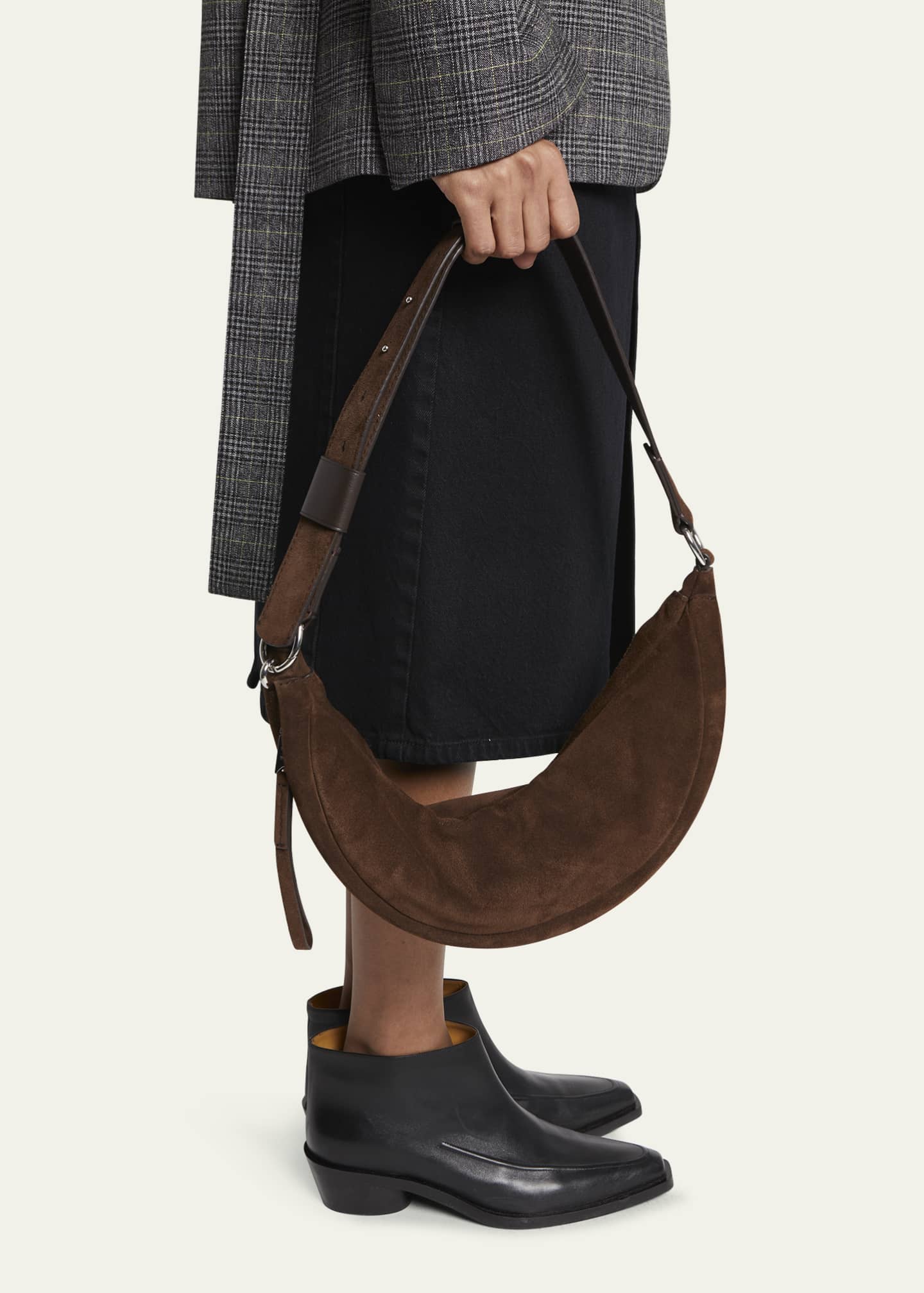 Suede sling top bag