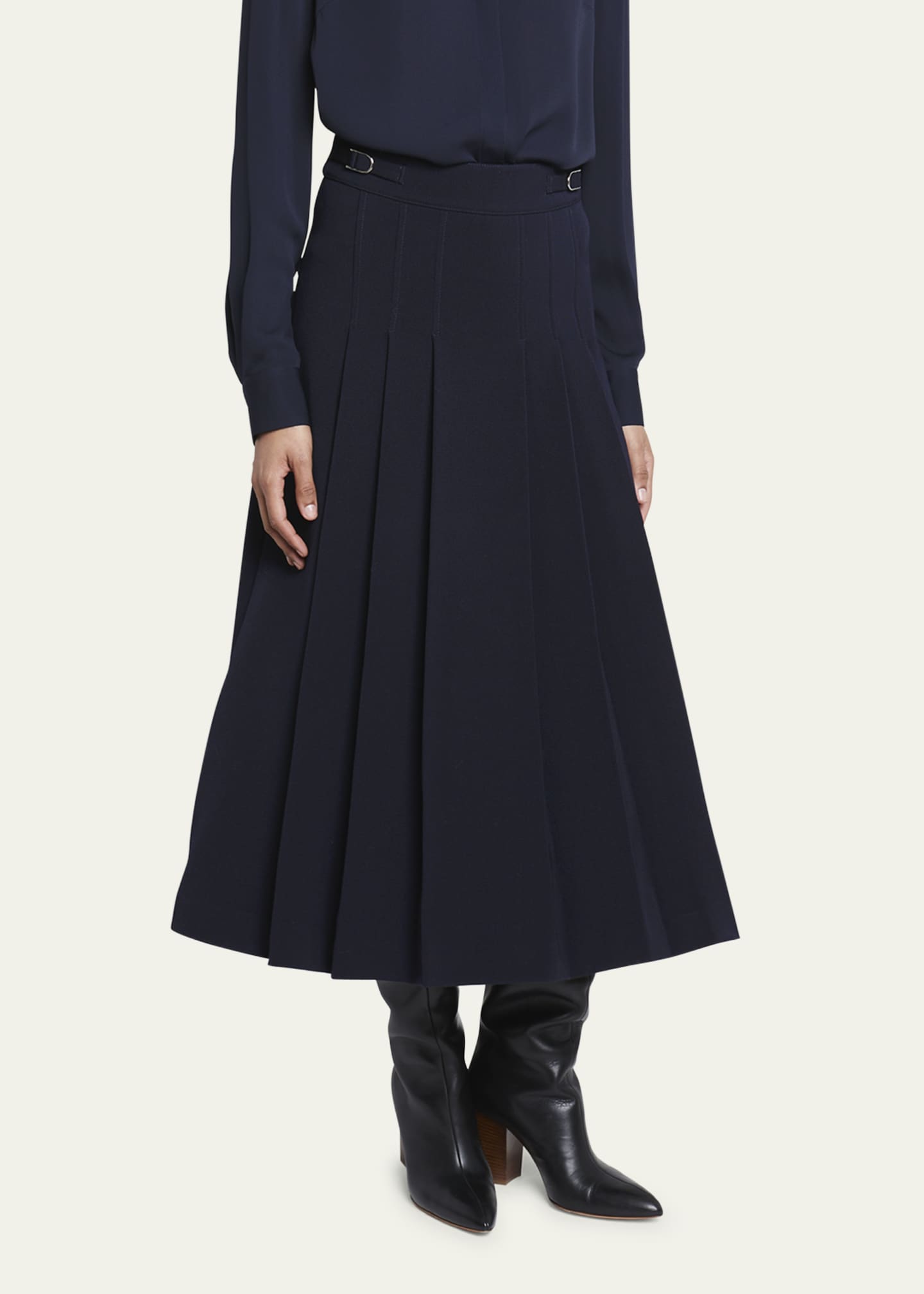 Gabriela Hearst Wesley Pleated Wool Midi Skirt - Bergdorf Goodman