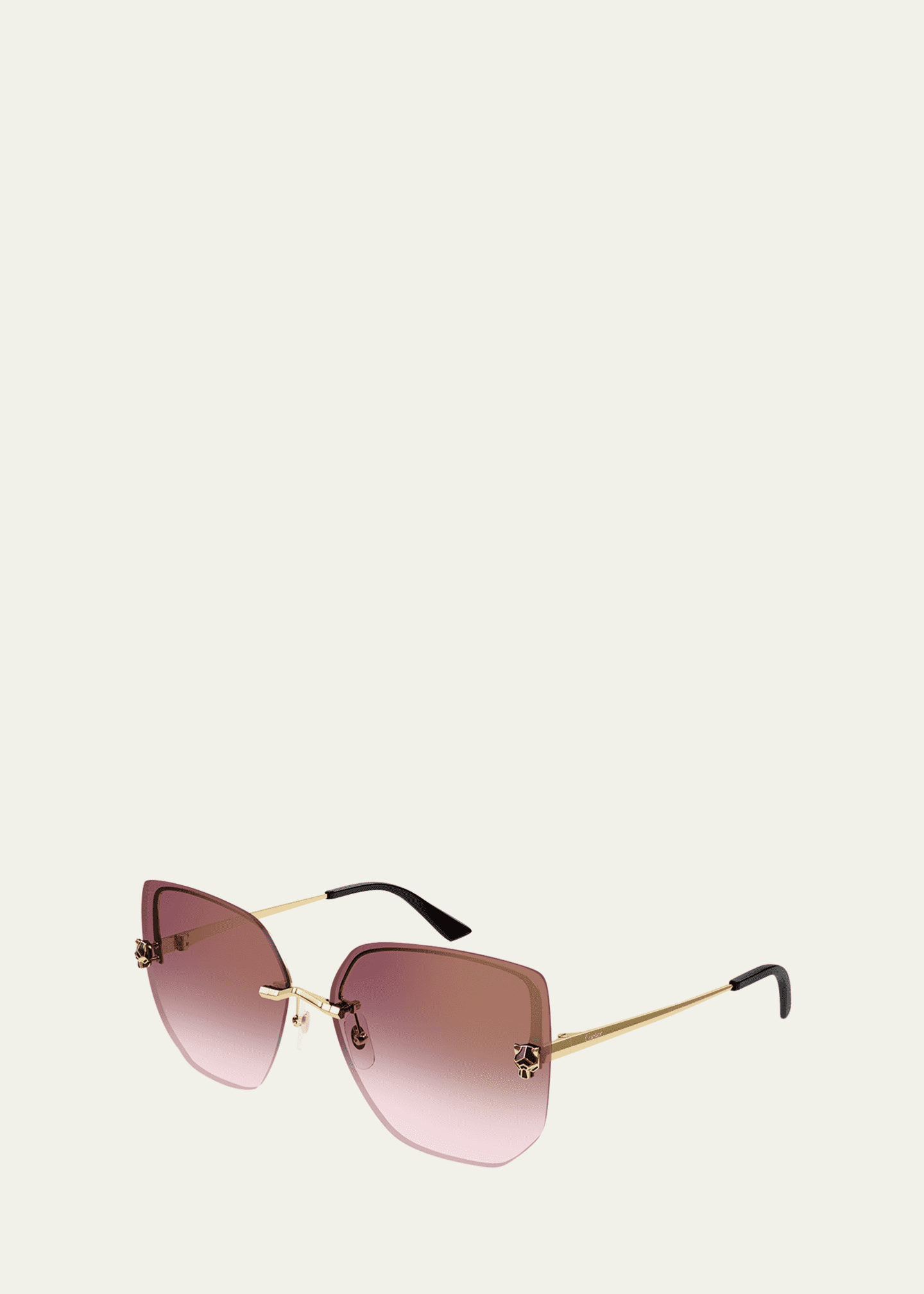 Cartier Panther Rimless Metal Alloy Butterfly Sunglasses Image 2 of 2