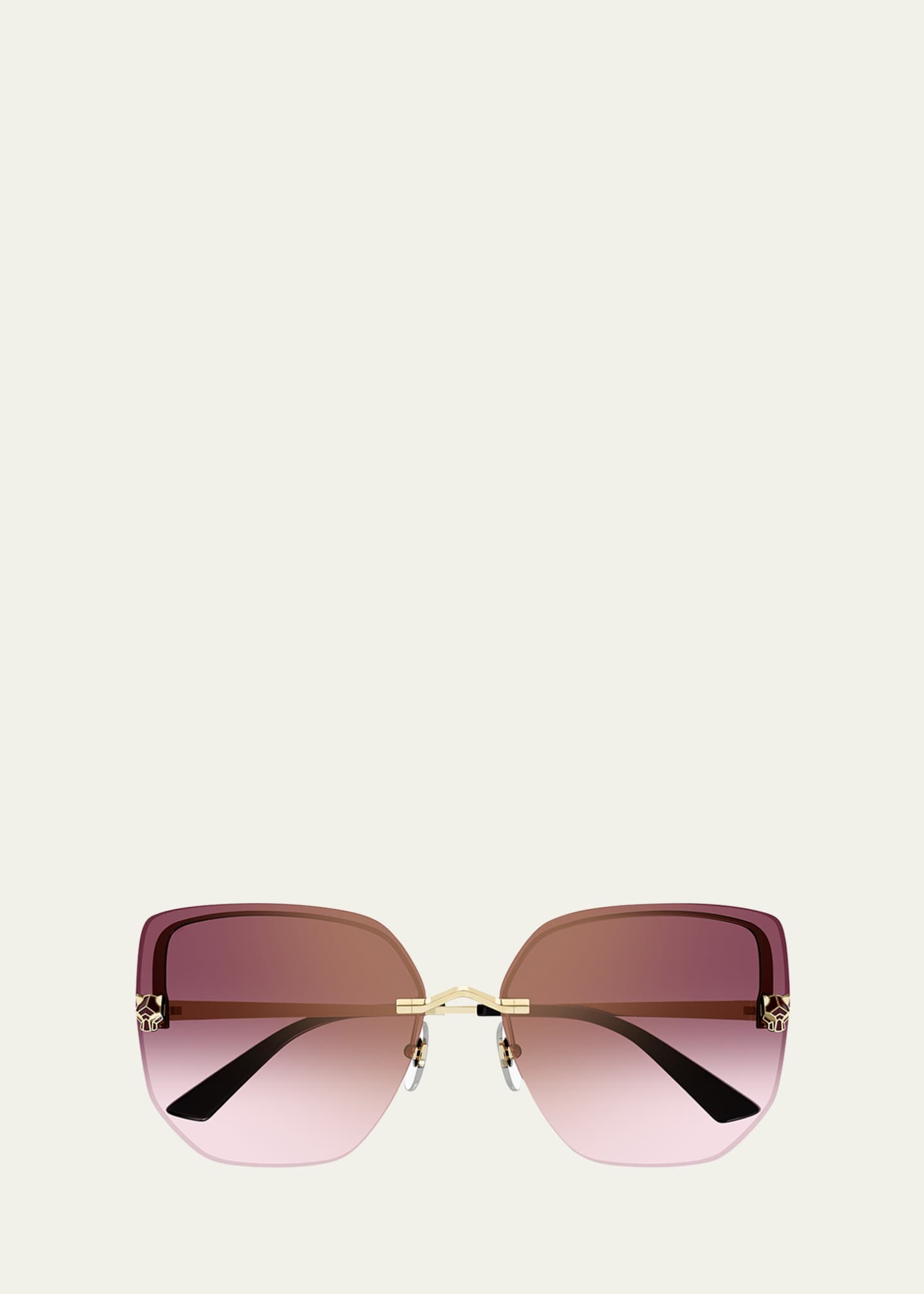 Cartier Panther Rimless Metal Alloy Butterfly Sunglasses