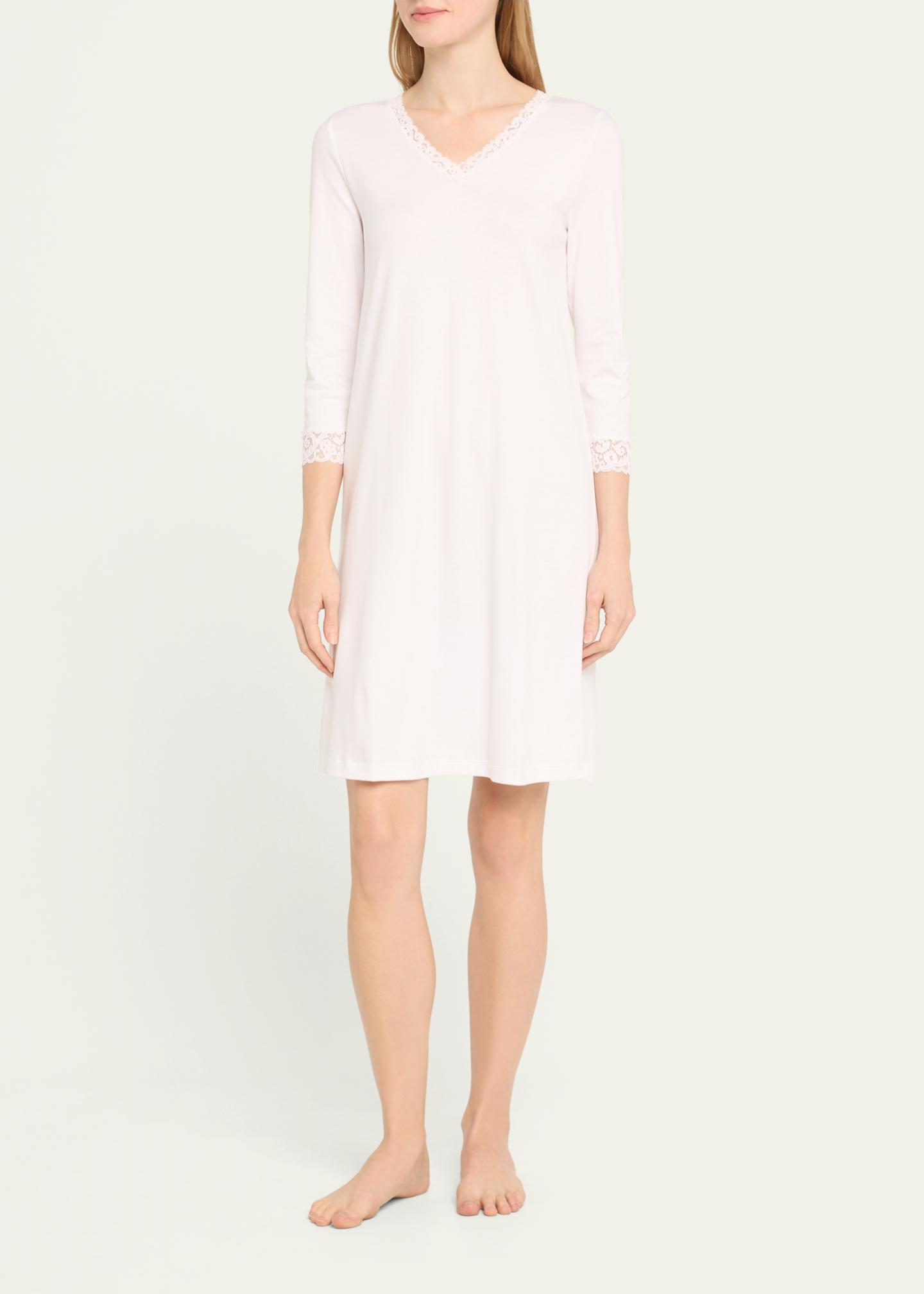 Hanro Moments Lace-Trim Cotton Nightgown - Bergdorf Goodman