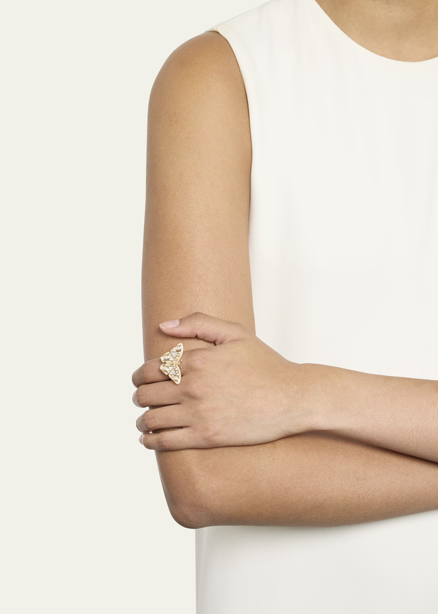 Glass Butterfly Statement Ring